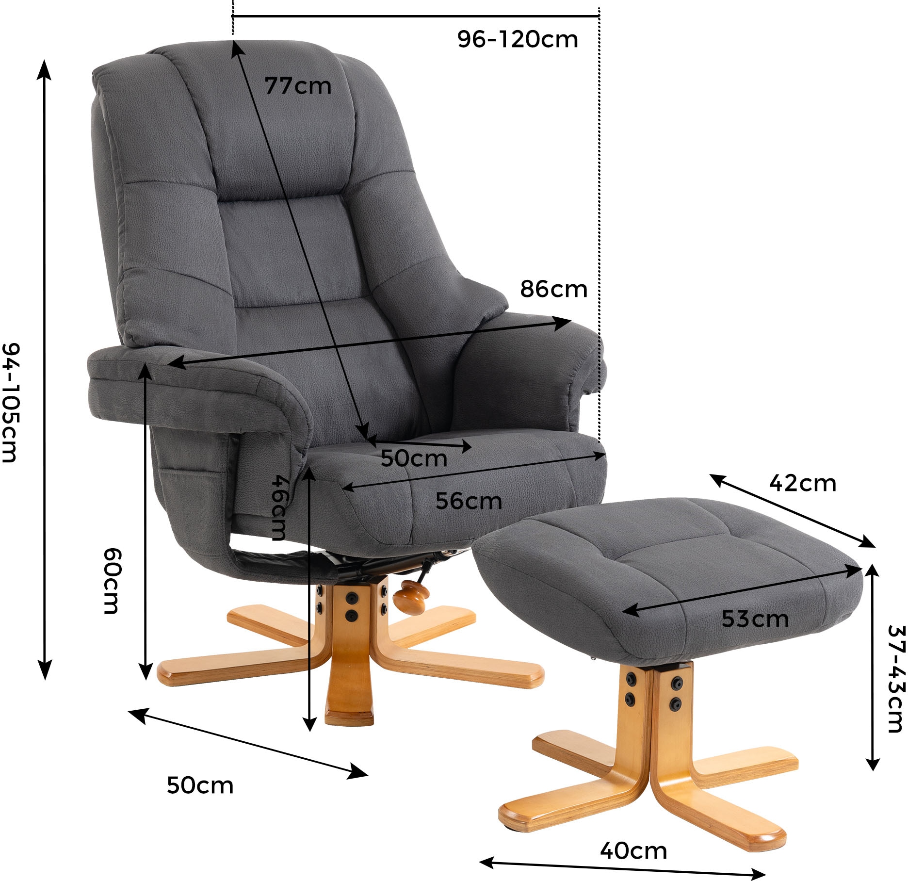 Duo Collection TV-Sessel »Bordeaux« mit Hocker und Relaxfunktion, 360 Grad drehbar
