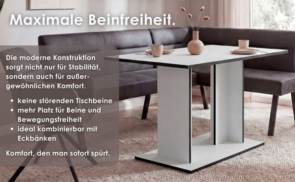 byLIVING Esstisch »TOM« Artisan Eiche oder Weiss, 100 kg, 4 Sitzplätze, Säule: 25 x 56,6 cm
