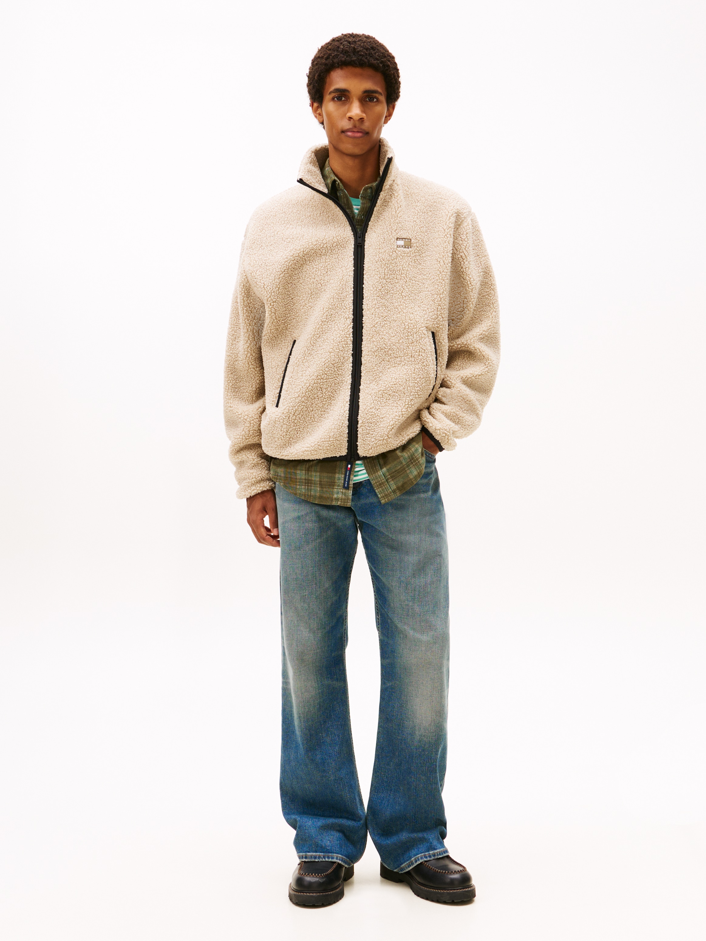 Tommy Jeans Veste polaire »TJM BADGE TEDDY« Stehkragen, regular fit, Teddyfleece