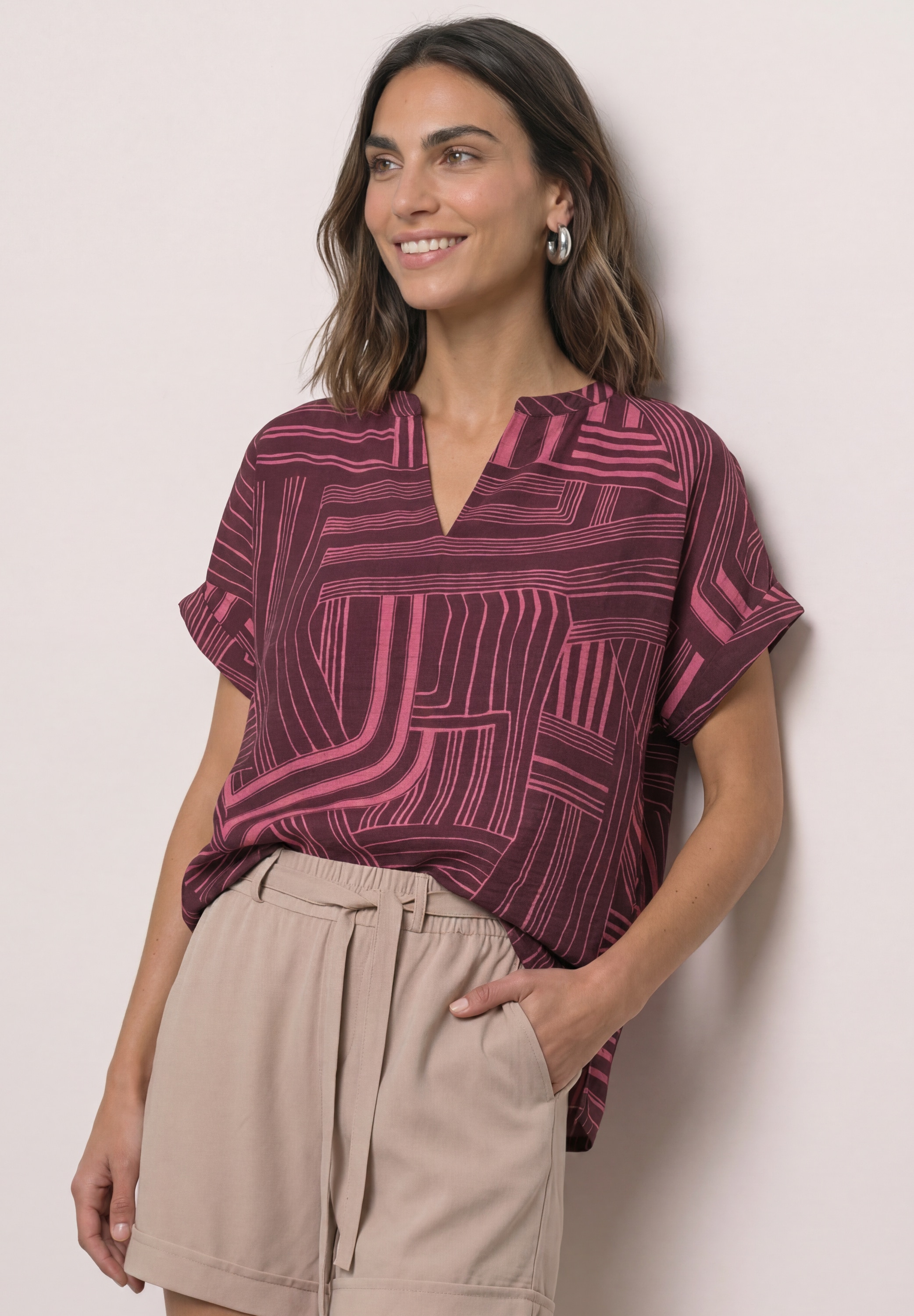 STREET ONE T-shirt à manches courtes Blouse d'été style tunique avec motif graphique