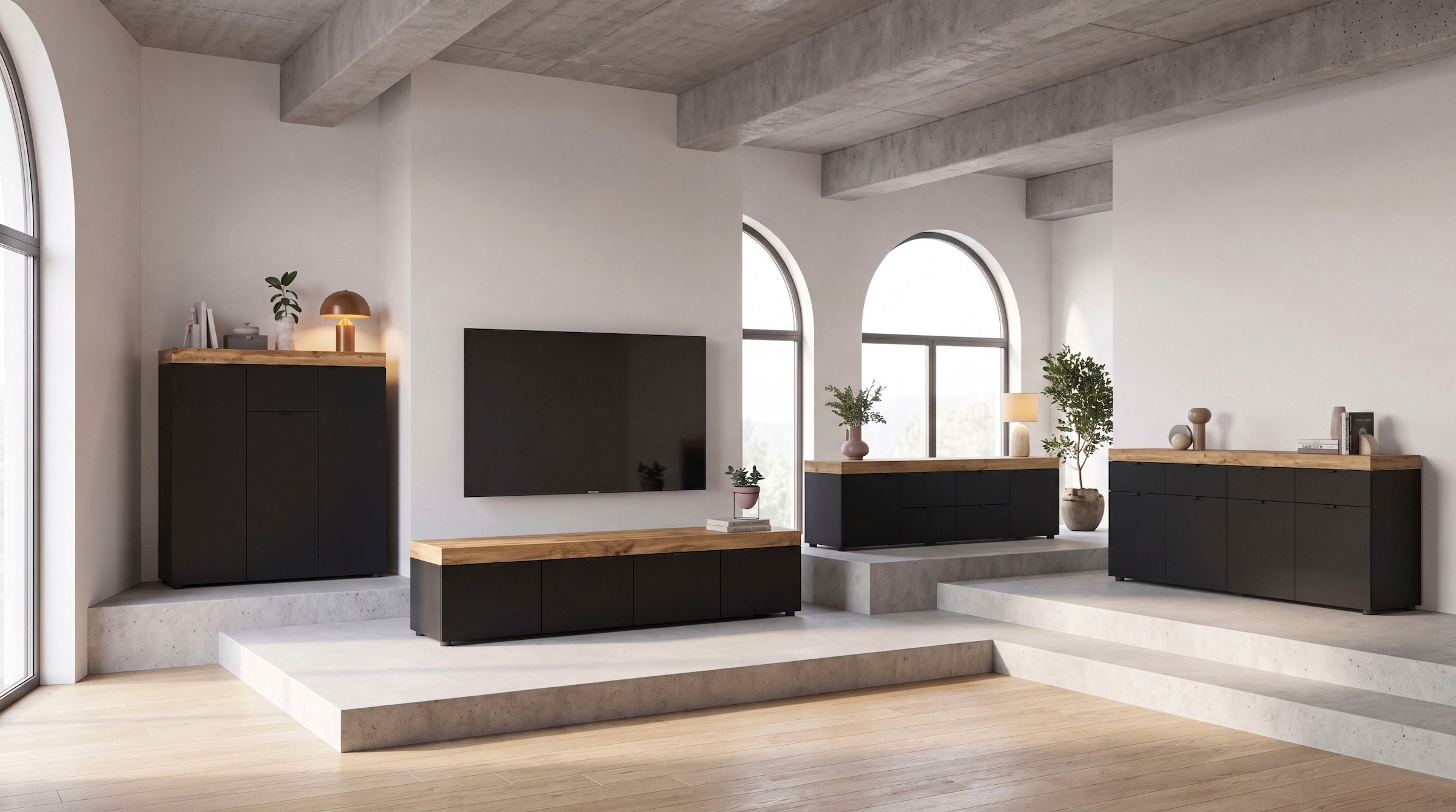 GOODproduct Highboard »MAMBO II, Breite 105cm, 3 Türen, 1 Schubkasten, 9 Fächer« 1 Stk. tlg. Kommode, Sideboard, Wohnzimmer, Schlafzimmer