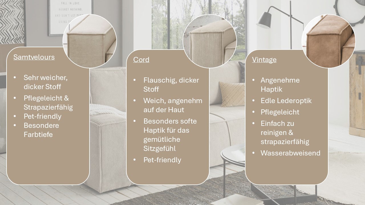 Home affaire 3-places »SHERWOOD Schlafsofa (257cm) Cord, Samtvelours, Vintage-Lederoptik« Schlaffunktion mit Bettkasten (ca. 136/200cm)