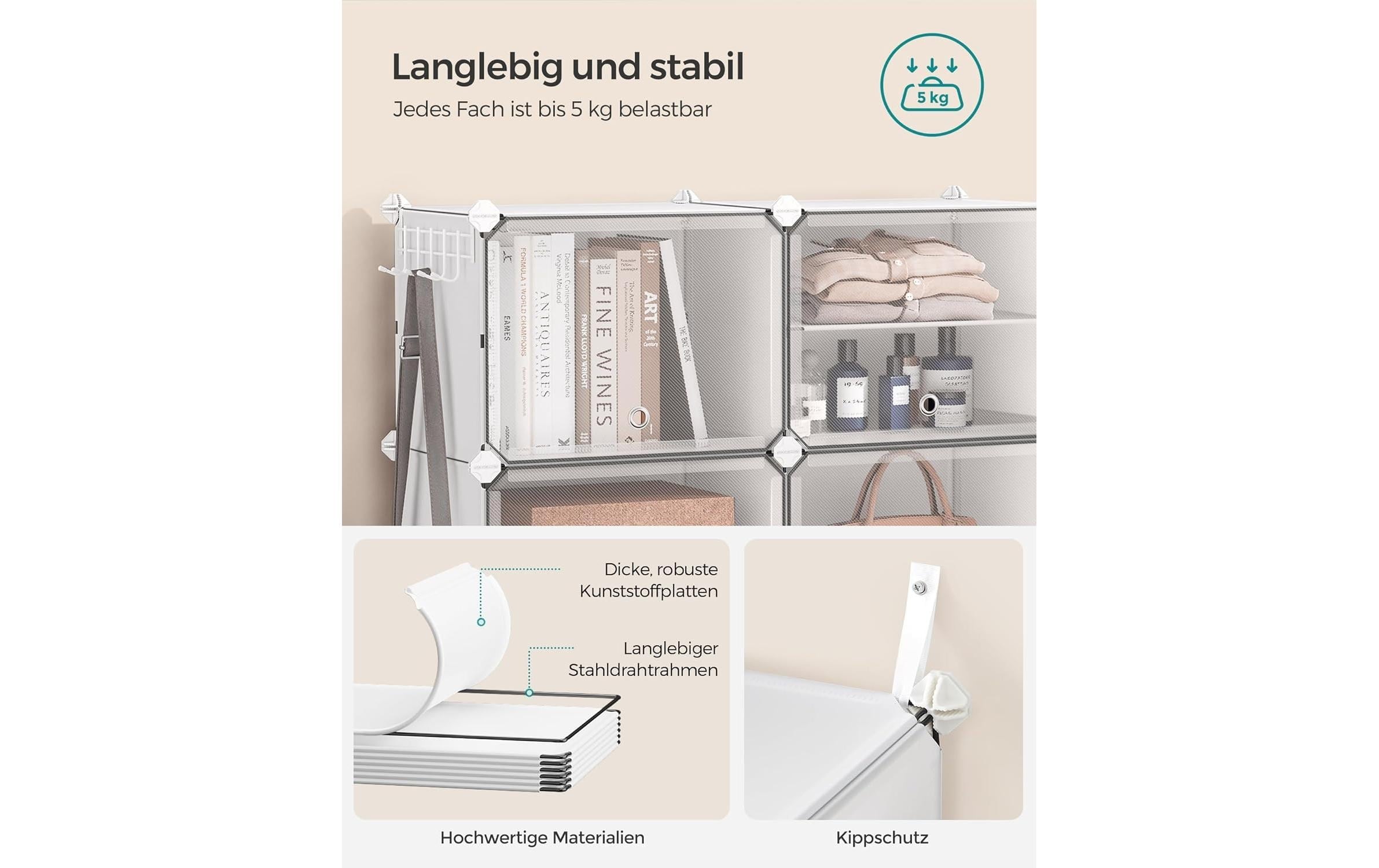 SONGMICS Étagère à chaussures »31.2 x 124.4 cm,« Stapelbare Schuhboxen aus Kunststoff