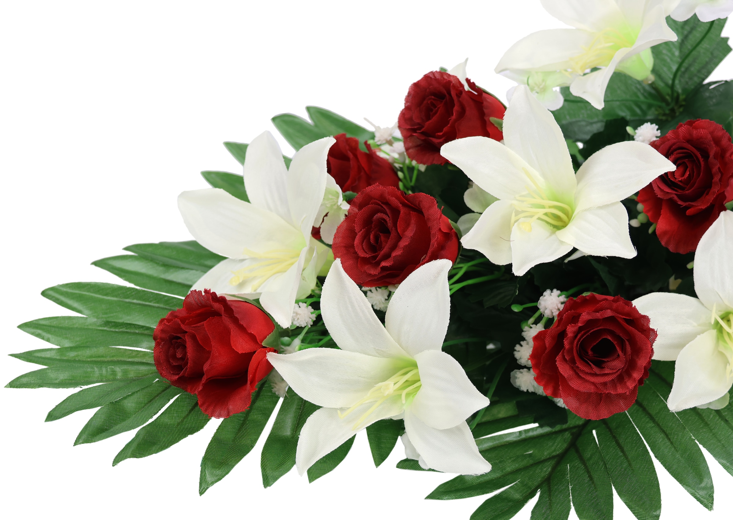 I.GE.A. Kunstblume »Aufleger Rosen/Lilien« Bouquet Strauss Blume Tischdeko Deko Grabdeko Grableger Grabschmuck