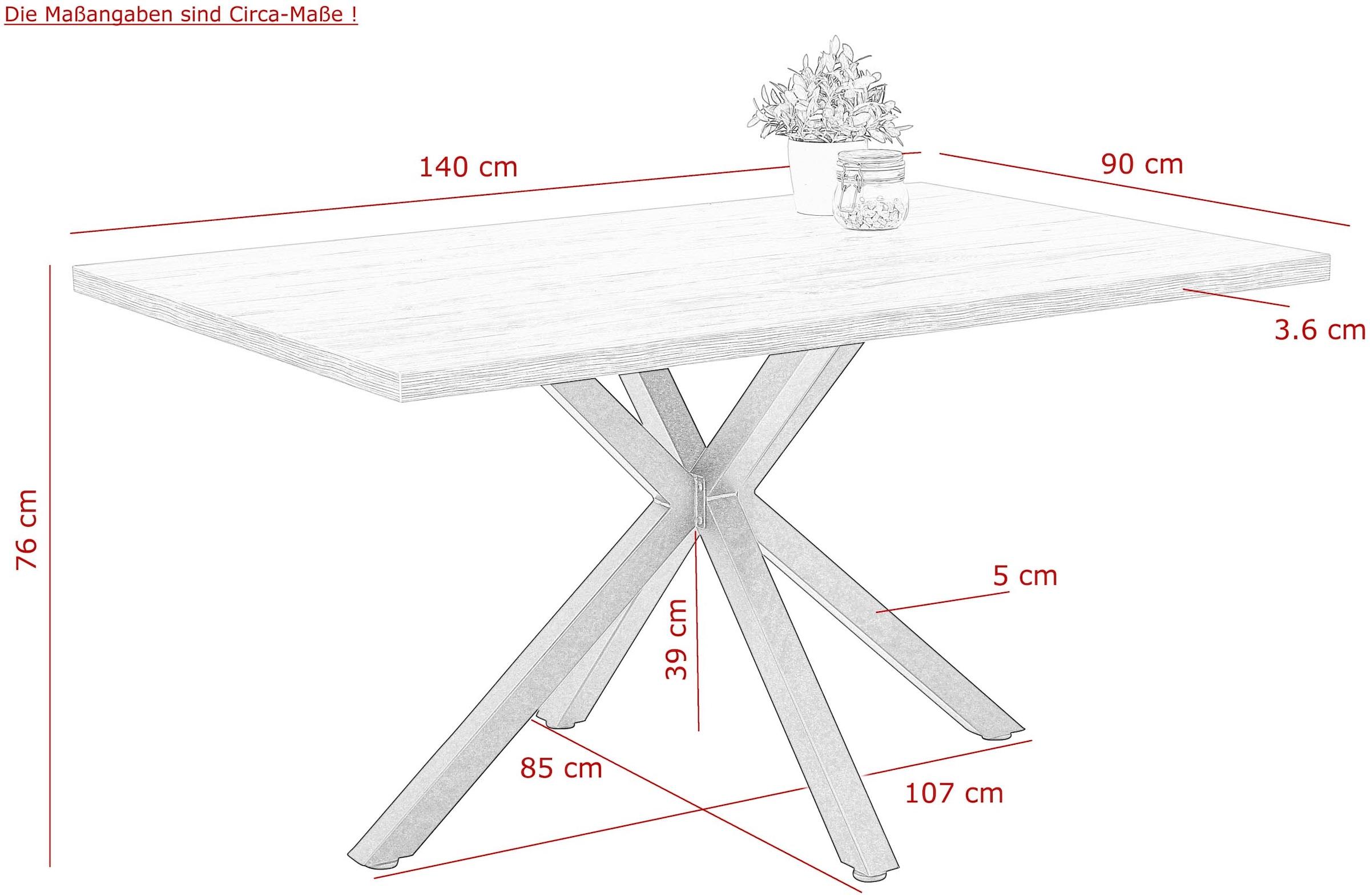 HELA Esstisch »Cleo I T« Breite ca. 140 cm