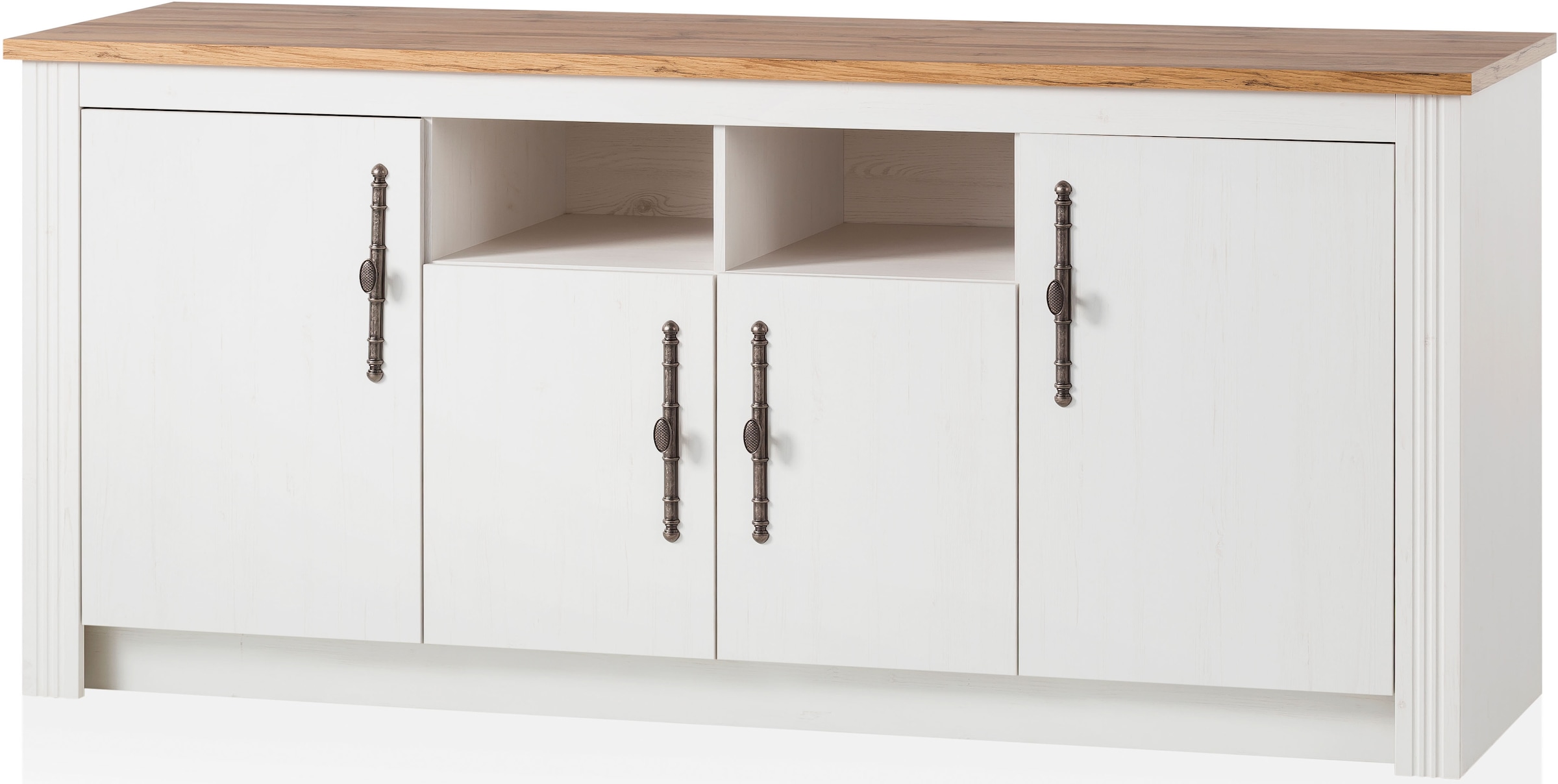 GOODproduct Kitchenette »KS-Westminster, Pantryküche im Landhaus Stil, hochwertige Metallgriffe« Ensemble,  Largeur 268 cm, buffet, panneau mural, armoire suspendue et habillage de cuisinière