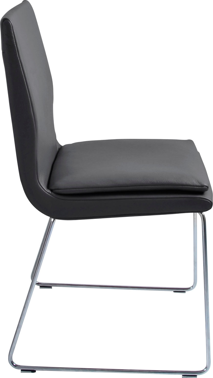 K+W Komfort & Wohnen Chaise de salle à manger »Creso Lederstuhl« () avec coussin d'assise et patin en tube rond à finition acier brossé