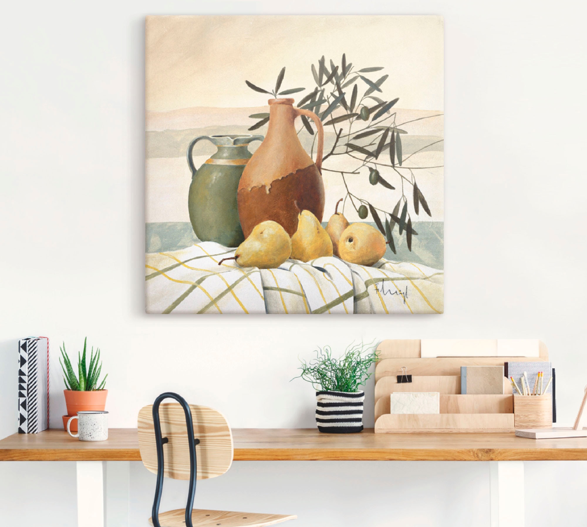 Artland Leinwandbild »Stillleben mit Birnen« Vasen & Töpfe 1 Stk. tlg. auf Keilrahmen gespannt
