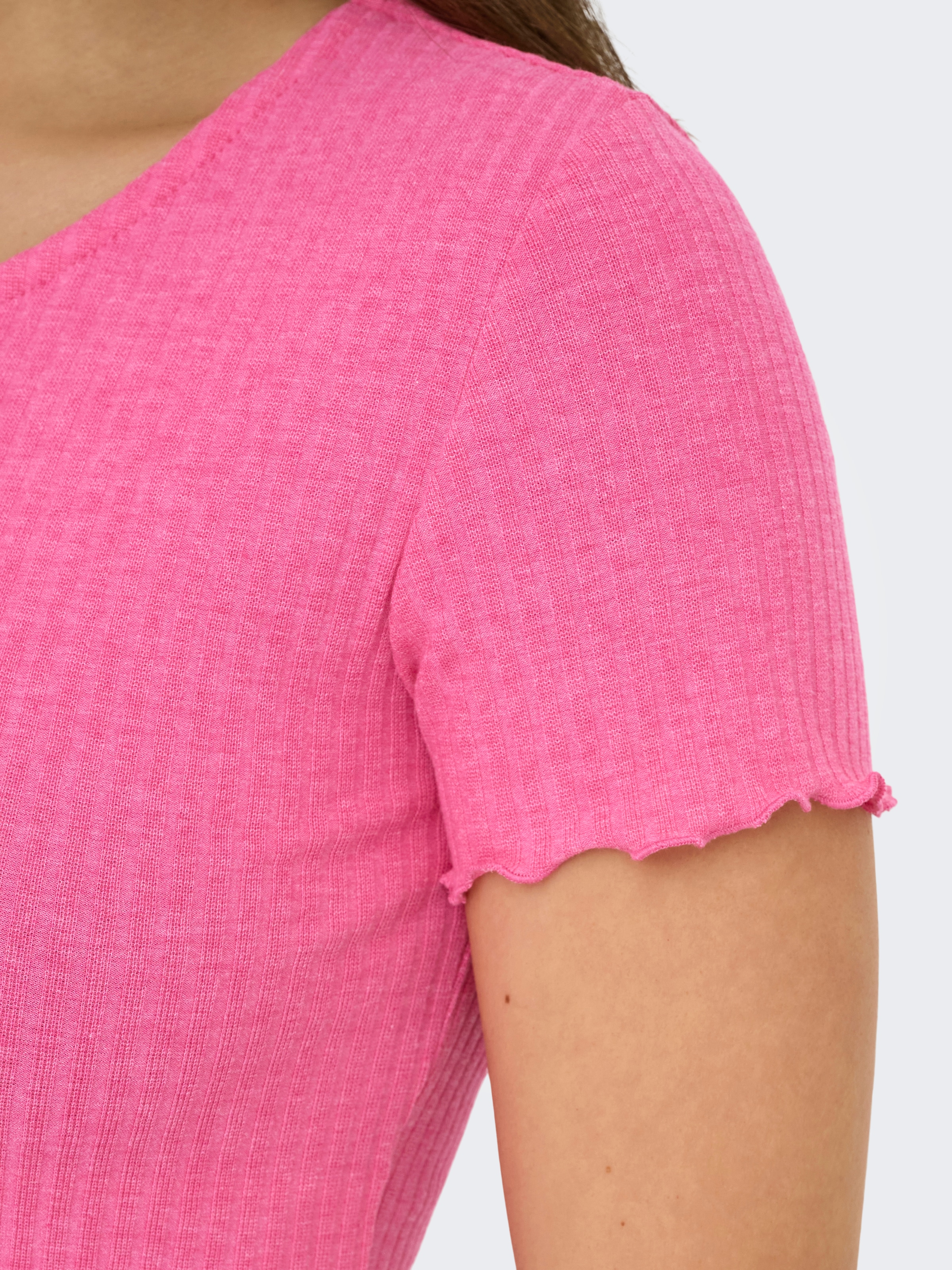 ONLY Rundhalsshirt »ONLEMMA S/S SHORT TOP NOOS JRS«, Rundhals, modisch, regular fit, gewellter Abschluss, unifarben
