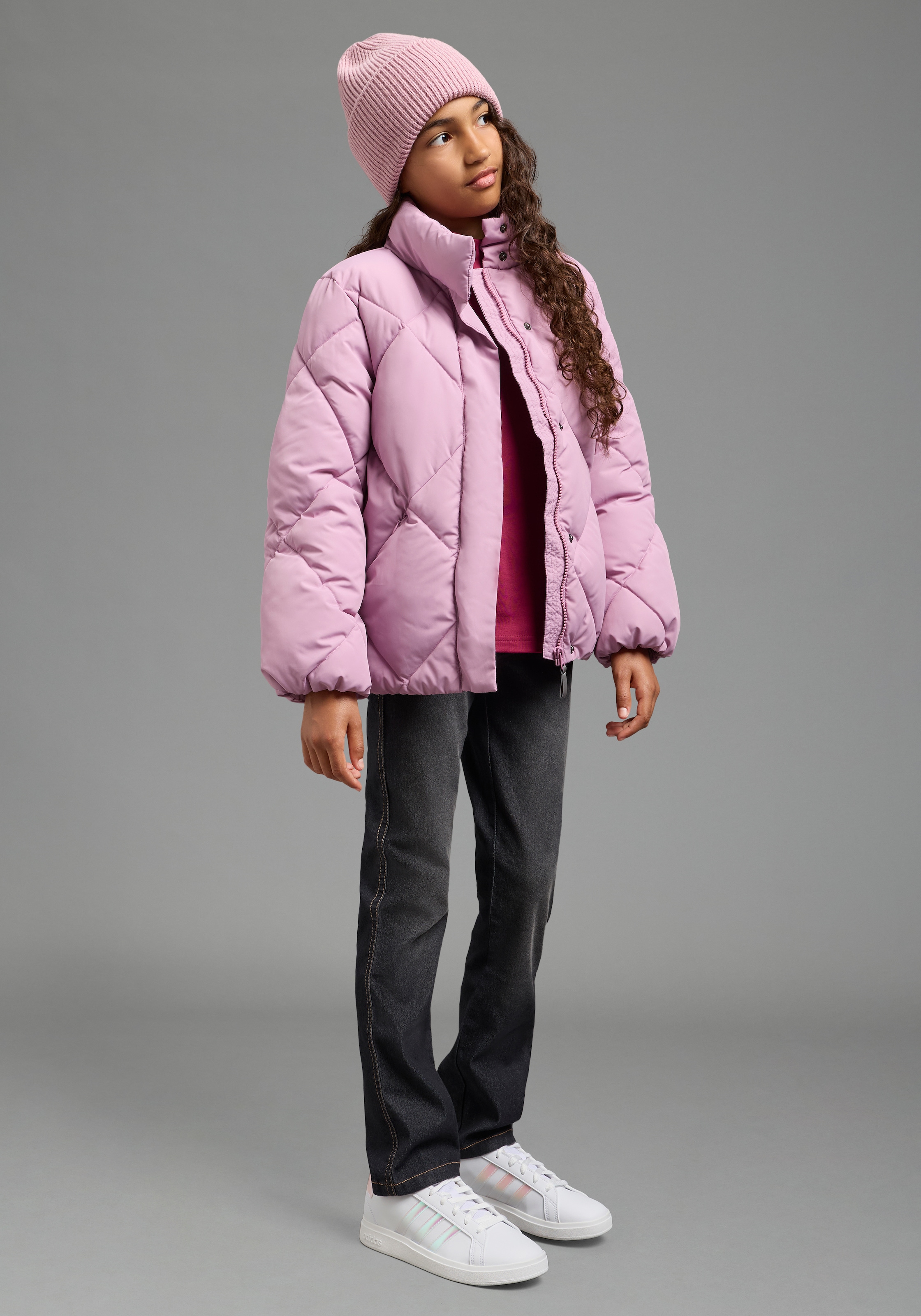 H.I.S Veste d'extérieur »Winter-Steppjacke mit Herzreflektor von H.I.S« Veste chaude avec matelassage à la mode, détails réfléchissants