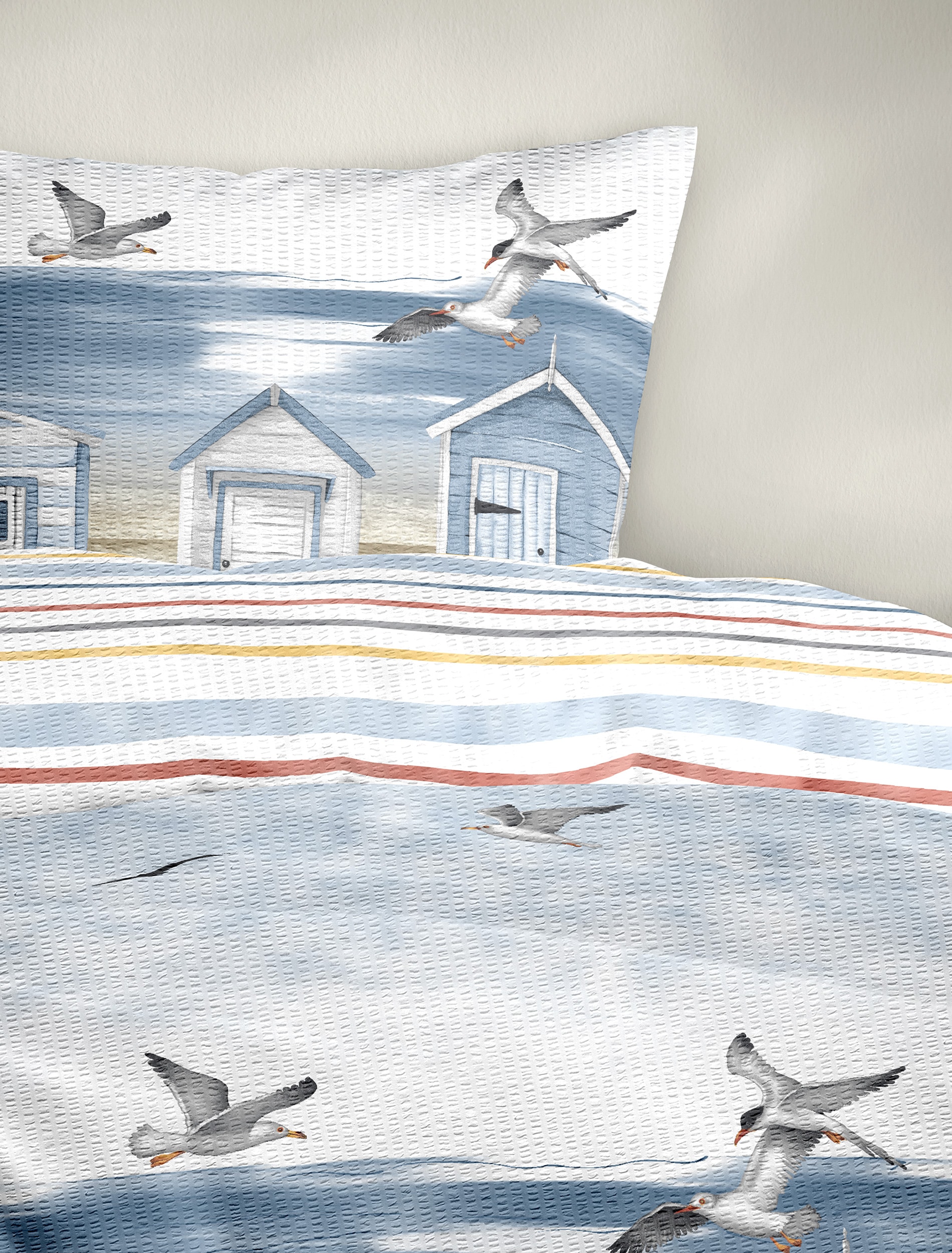 BIERBAUM Bettwäsche »Bettwäsche 4083« 2 Seersucker, 100  % Baumwolle, pflegeleicht, bügelfrei, kühlend