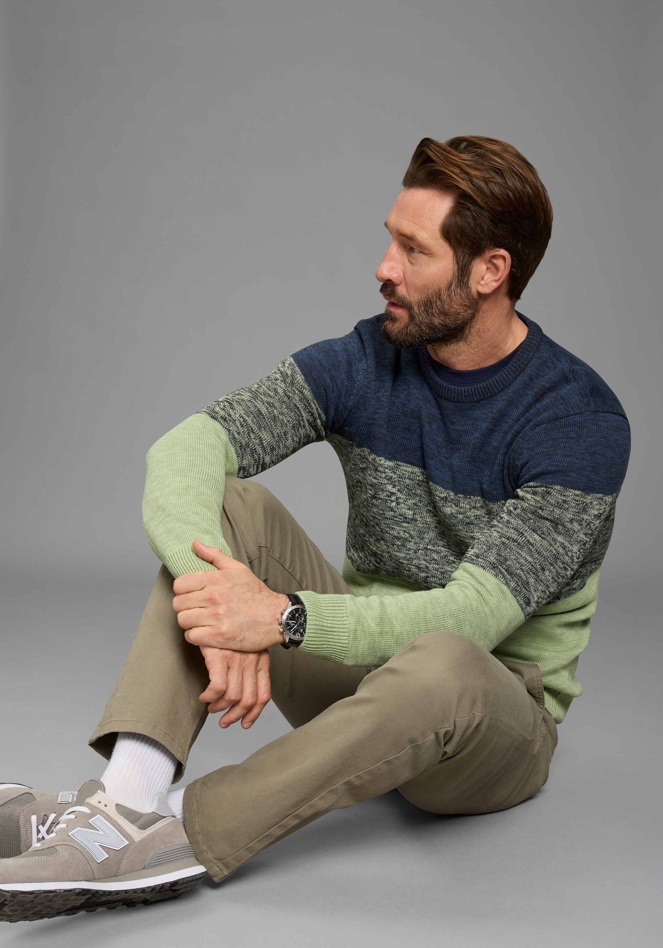 Man's World Rundhalspullover »Bis Grösse 5 XL« mehrfarbig