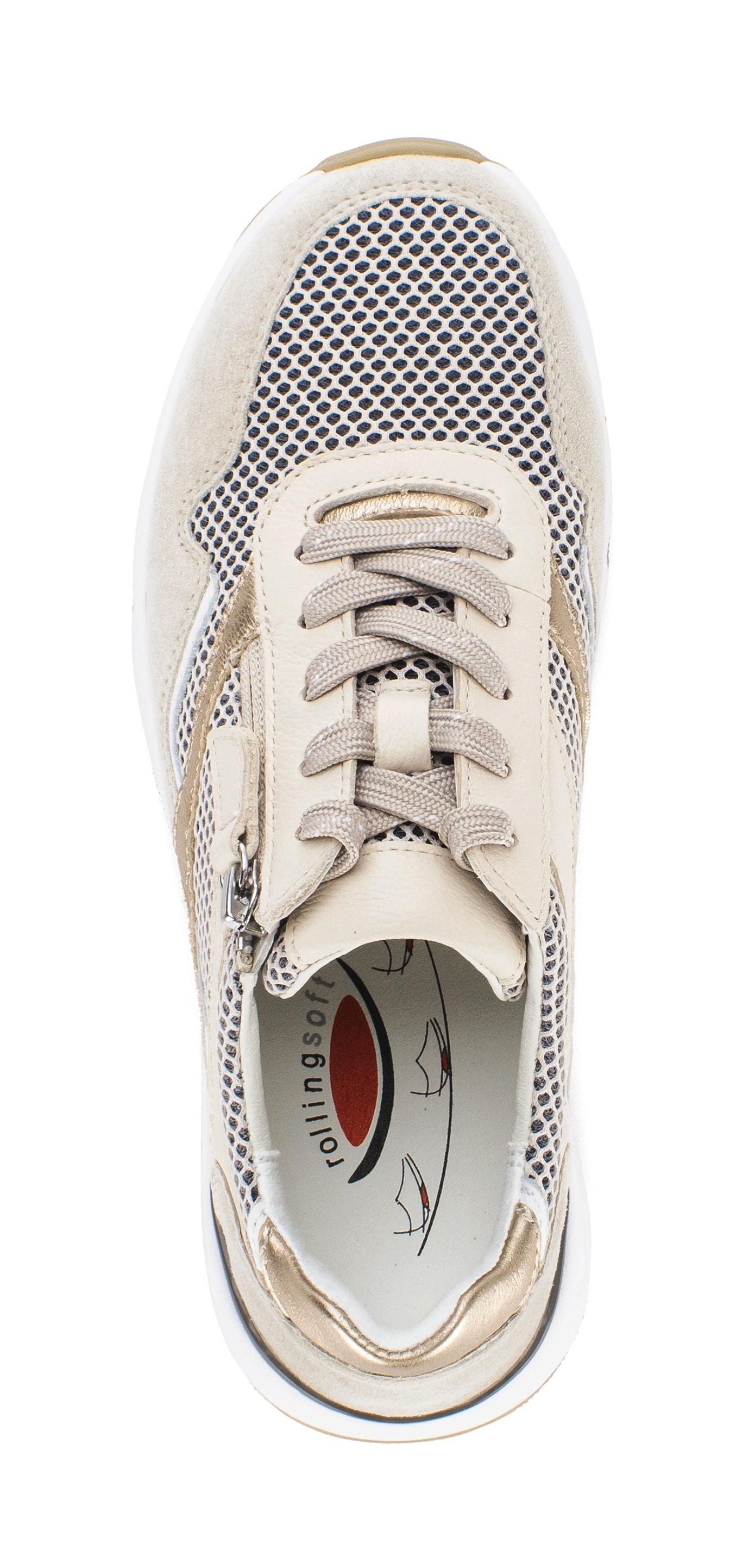 rollingsoft Baskets compensées  , chaussure de loisirs, chaussure basse, chaussure à lacets, fermeture éclair extérieure, largeur G