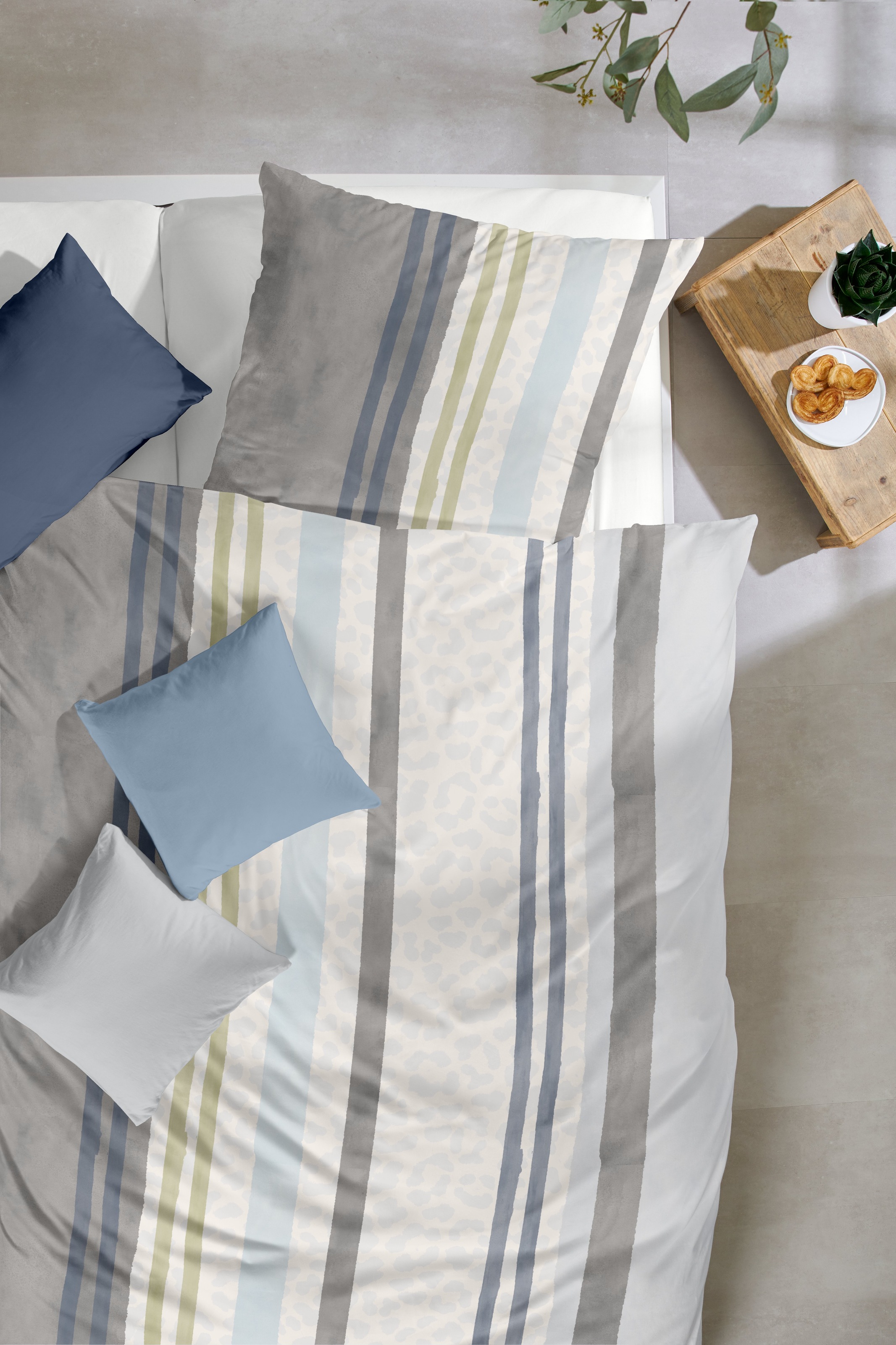 Primera Bettwäsche »Feinbiber-Bettwäsche Leo Stripe« 2 Stk. mit Leo-Struktur