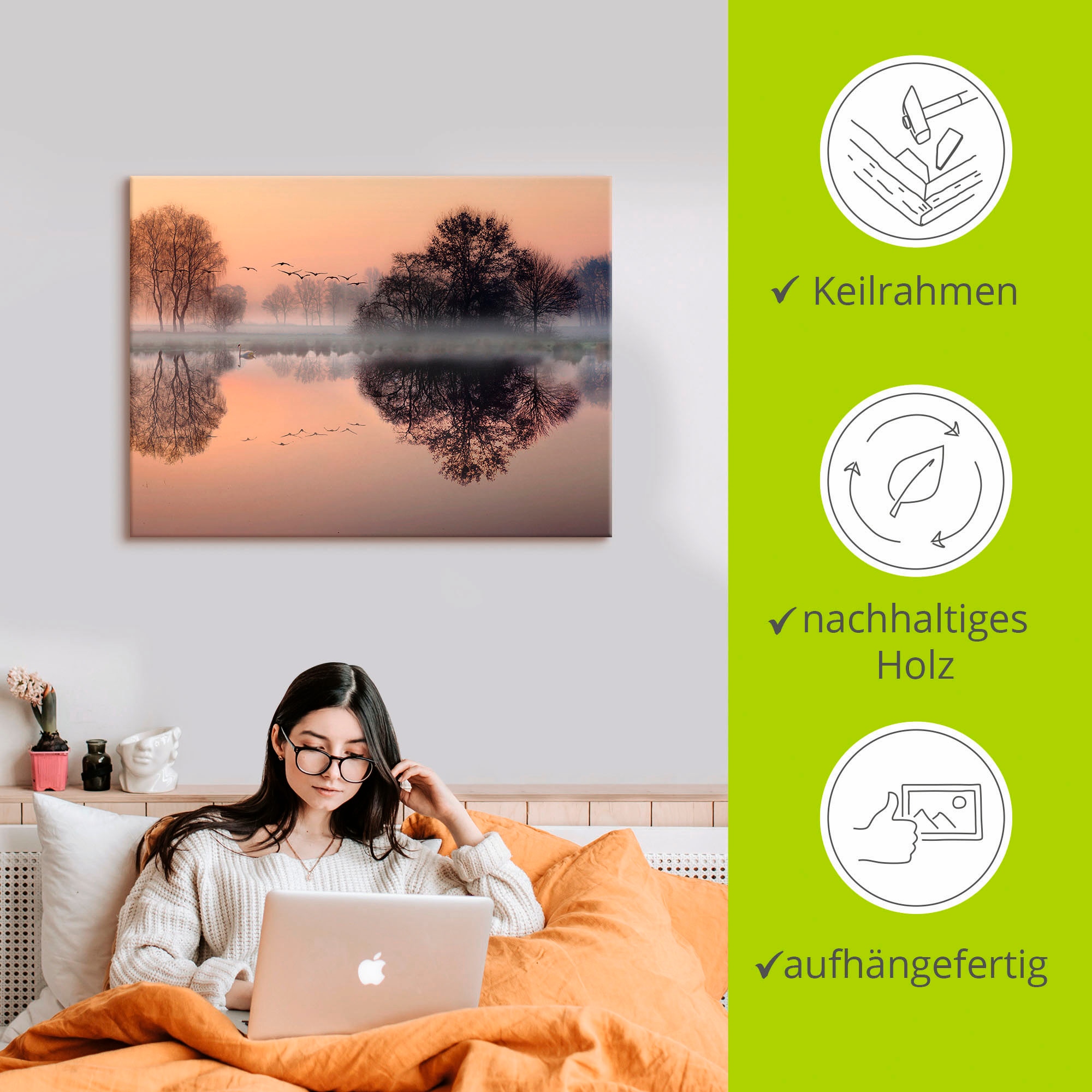 Artland Wandbild »Früh morgens am See....« Gewässer 1 Stk. tlg. als Leinwandbild, Poster, Wandaufkleber in verschied. Grössen