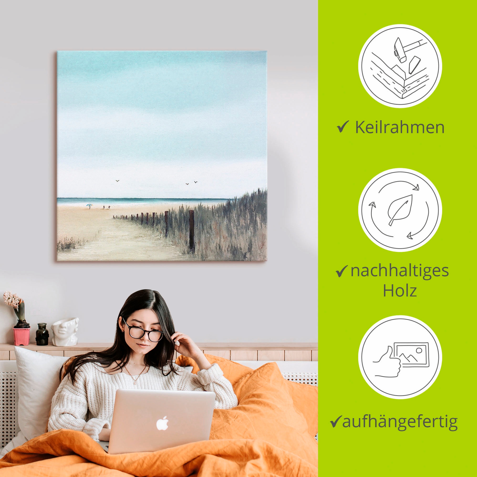 Artland Wandbild »Sonniger Morgen I« Strand 1 Stk. tlg. als Leinwandbild, Poster in verschied. Grössen