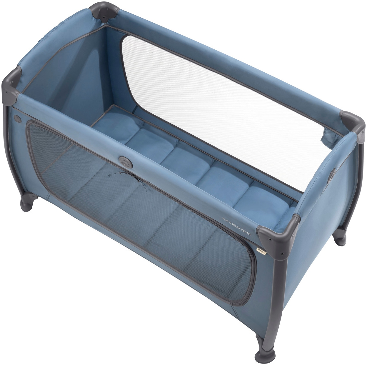 Hauck Baby-Reisebett »Play N Relax Center, dark blue« inkl. Neugeboreneneinhang, Wickelmulde, Ausstieg, Räder