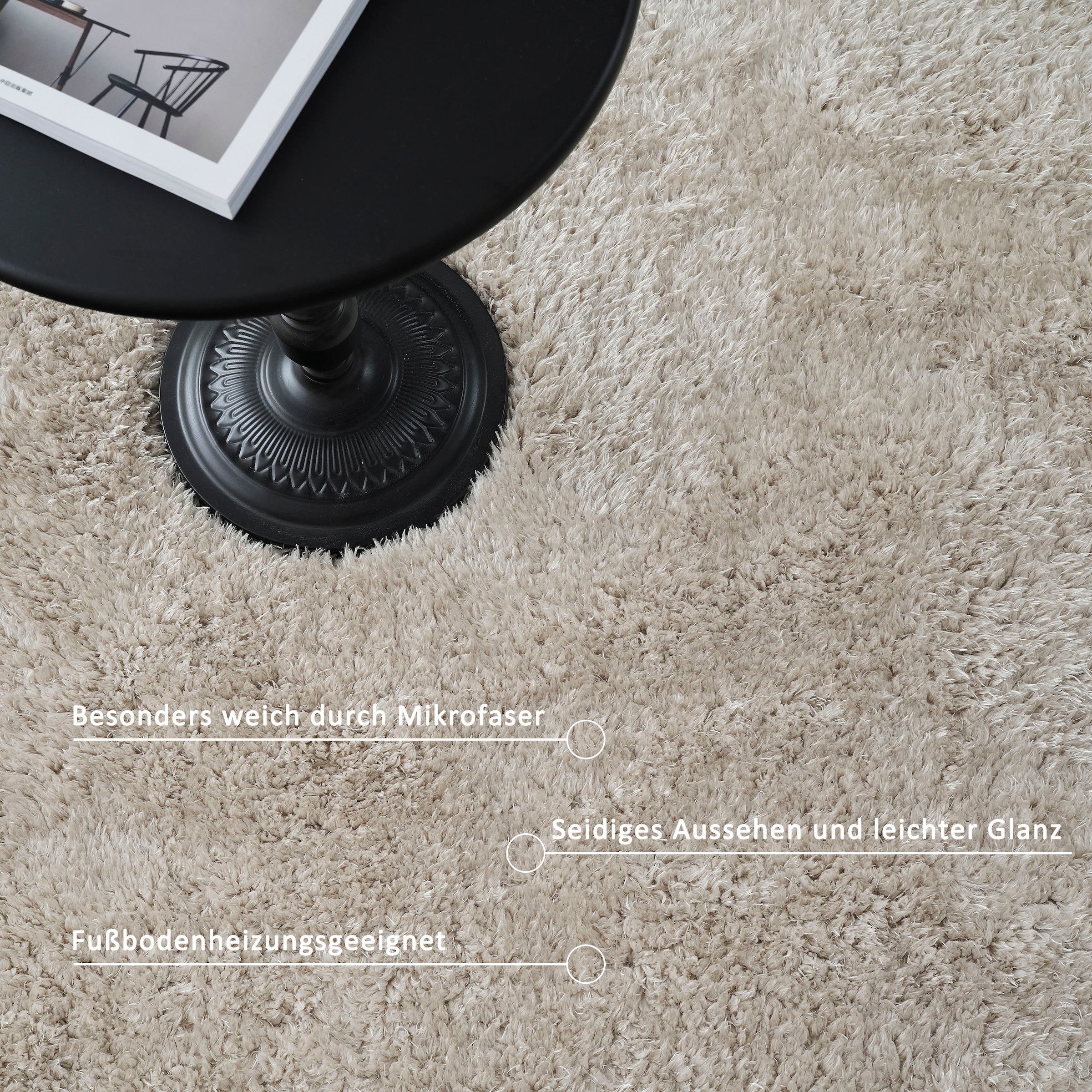 GOODproduct Hochflor-Teppich »Micro Shaggy, aus weicher Mikrofaser« rechteckig 53 mm Höhe weich, flauschig, Uni-Farben, Wohnzimmer, Schlafzimmer, Kinderzimmer