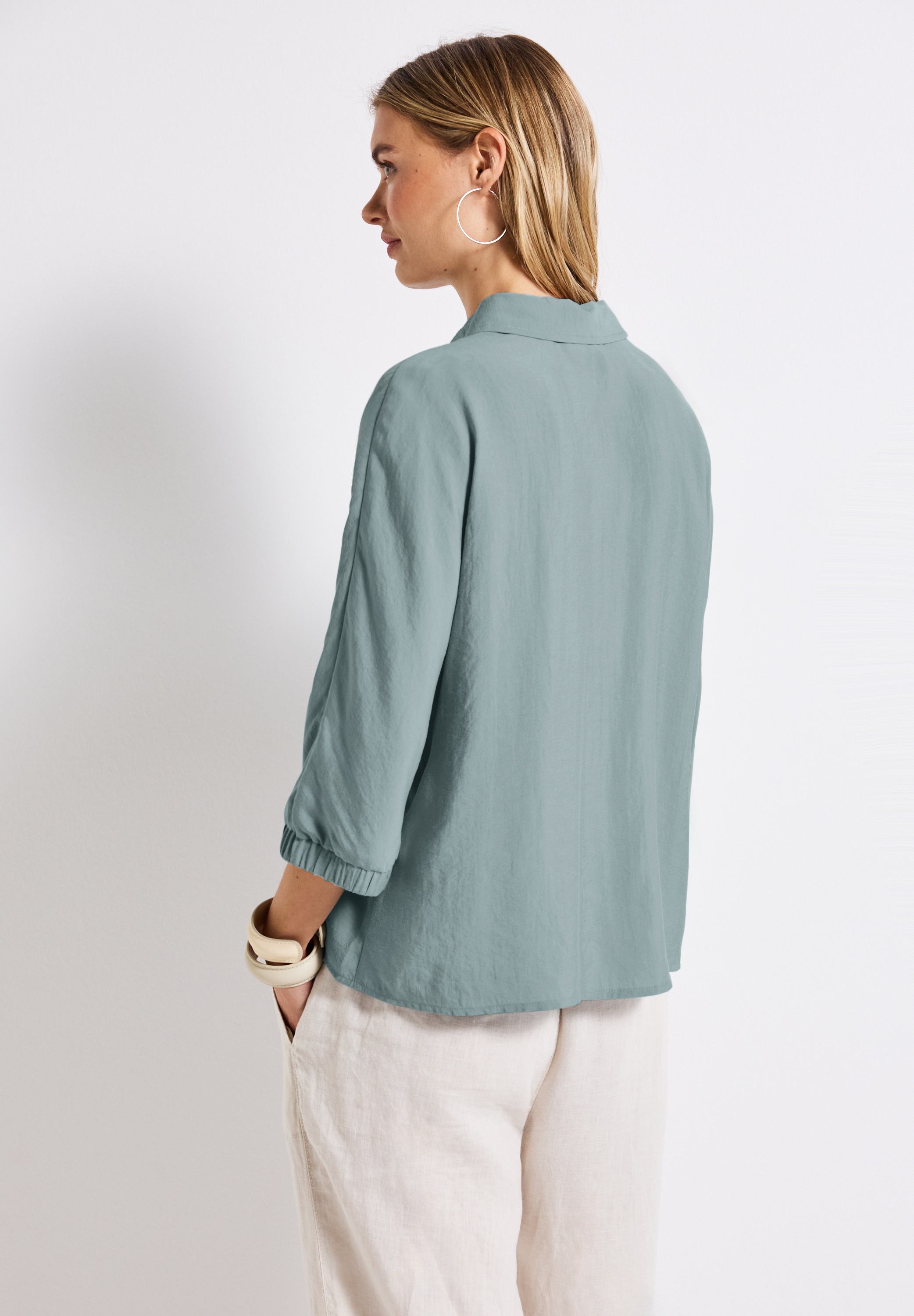 STREET ONE Blouse chemise , Kurzarm mit elastischen Bündchen
