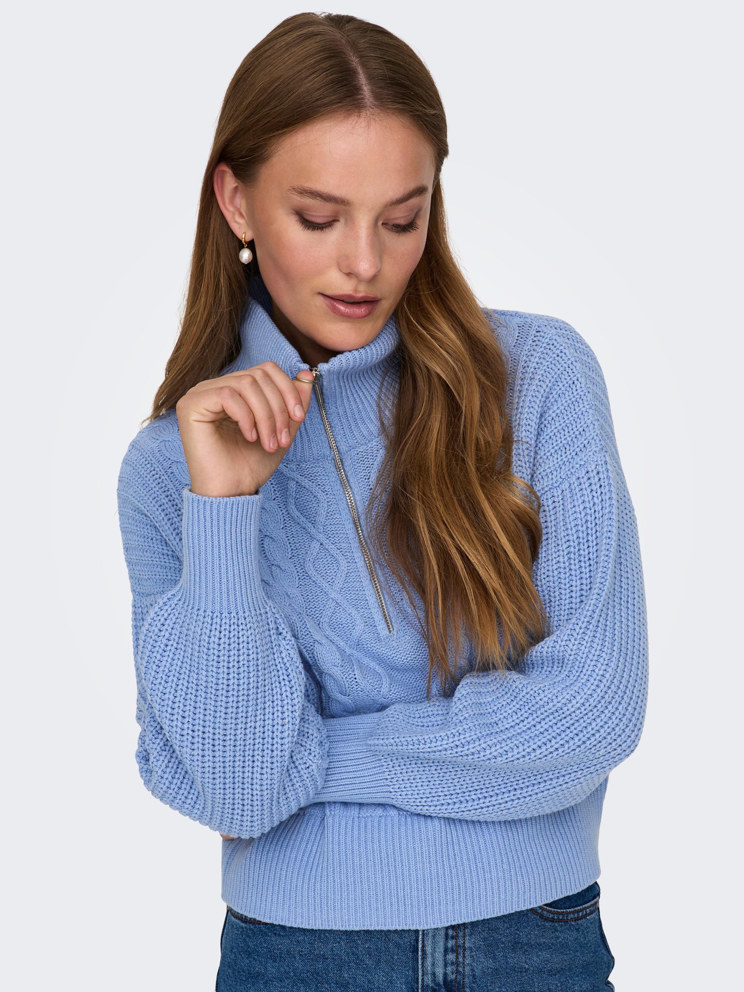 ONLY Pull à col montant »ONLDORITTA LS CABLE ZIP HIG NECK KNT«