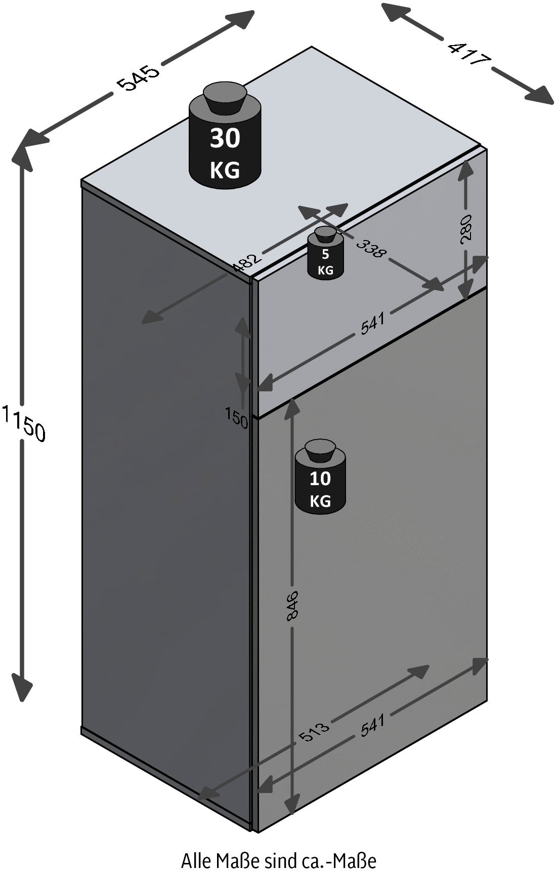 FMD Kommode »Belm« Grifflose Kommode mit Tür und Schubkasten, Breite 55 cm