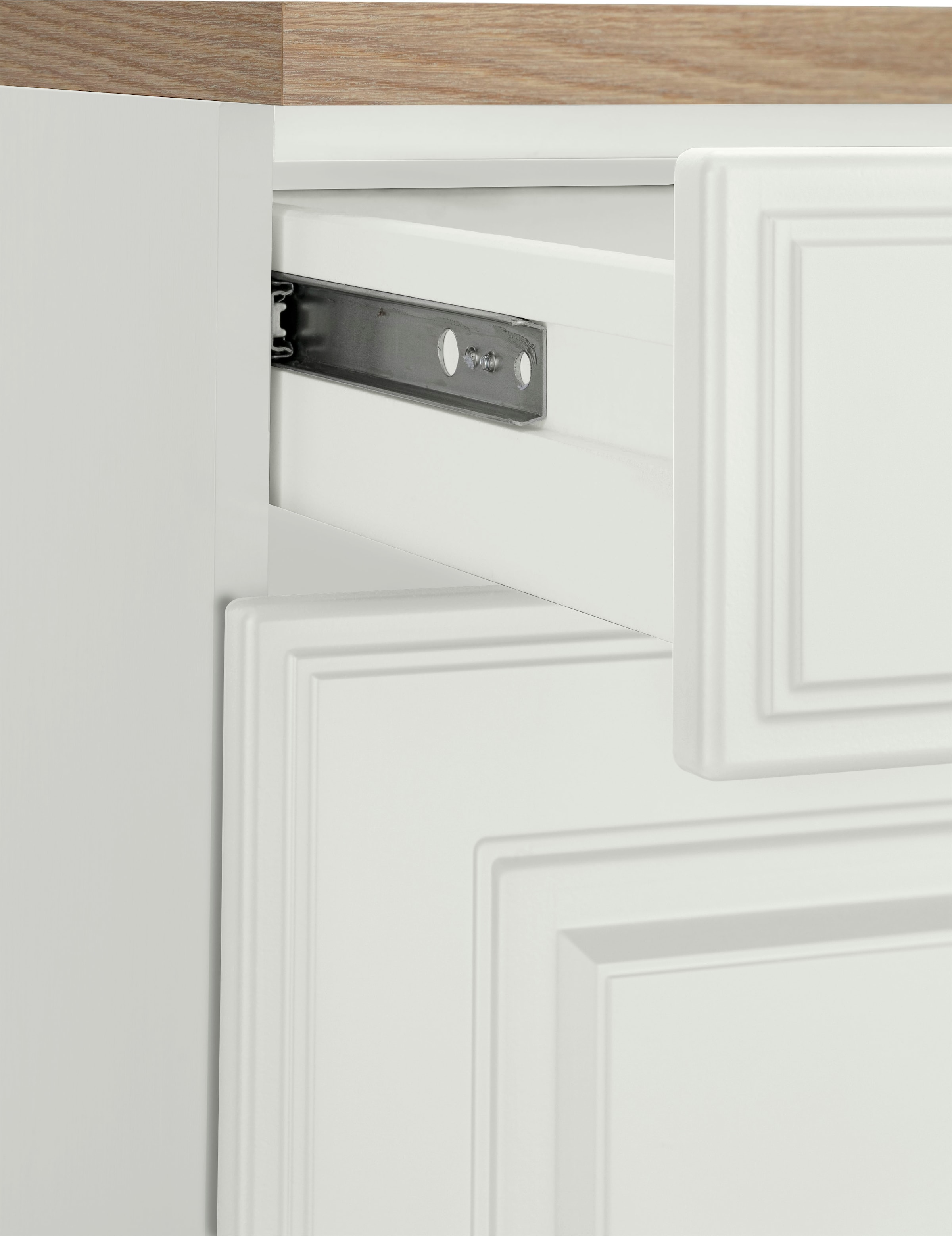 KOCHSTATION Armoire basse »KS-Stockholm« 150 cm de large, façades MDF de haute qualité avec rainure, beaucoup de rangement