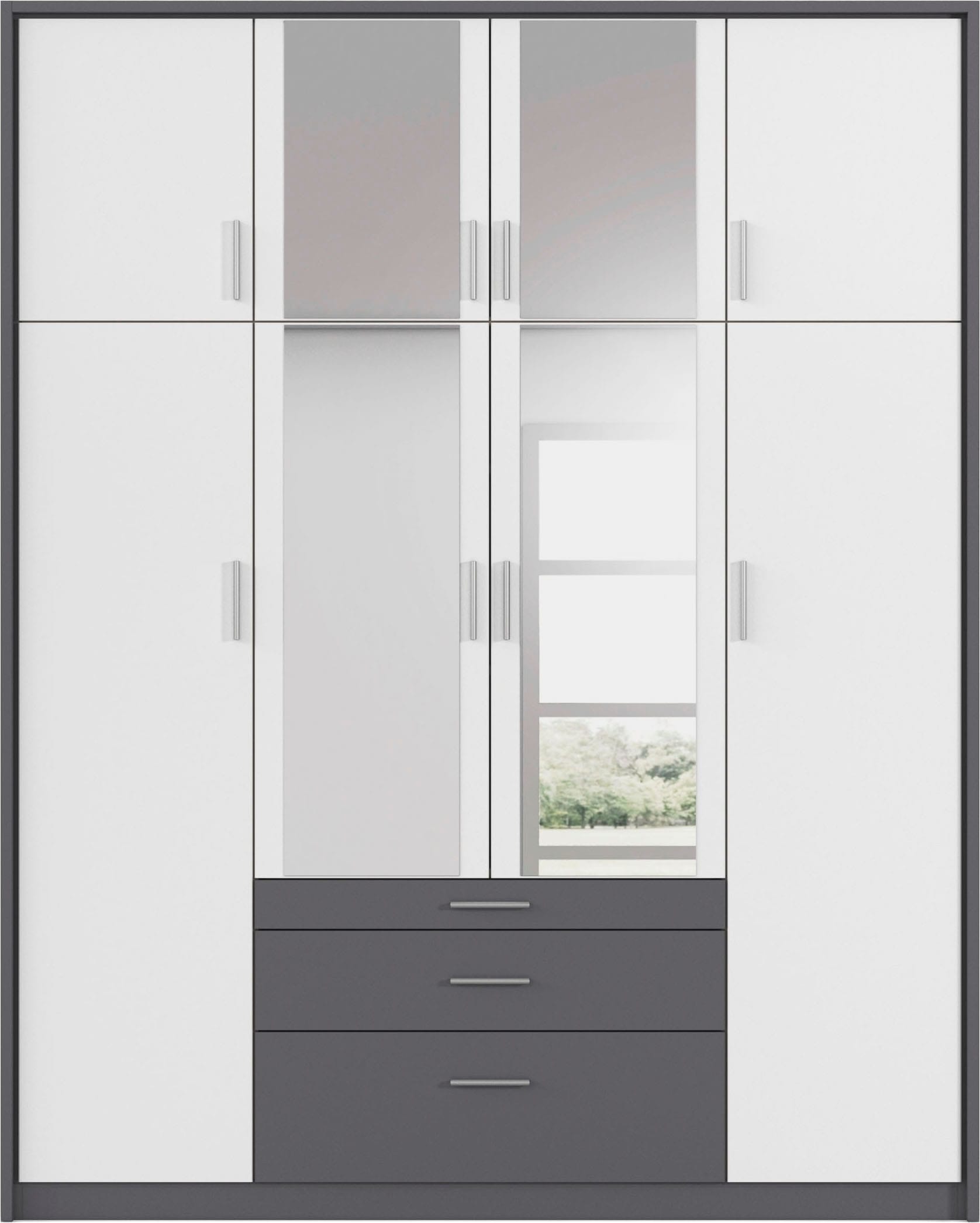 rauch Kleiderschrank »Schrank Drehtürenschrank Garderobe Ankleide Schlafzimmer HILDESHEIM« Breiten: 185/275 cm, Höhe 231 cm,  oberste Schublade mit praktischer Facheinteilung MADE IN GERMANY