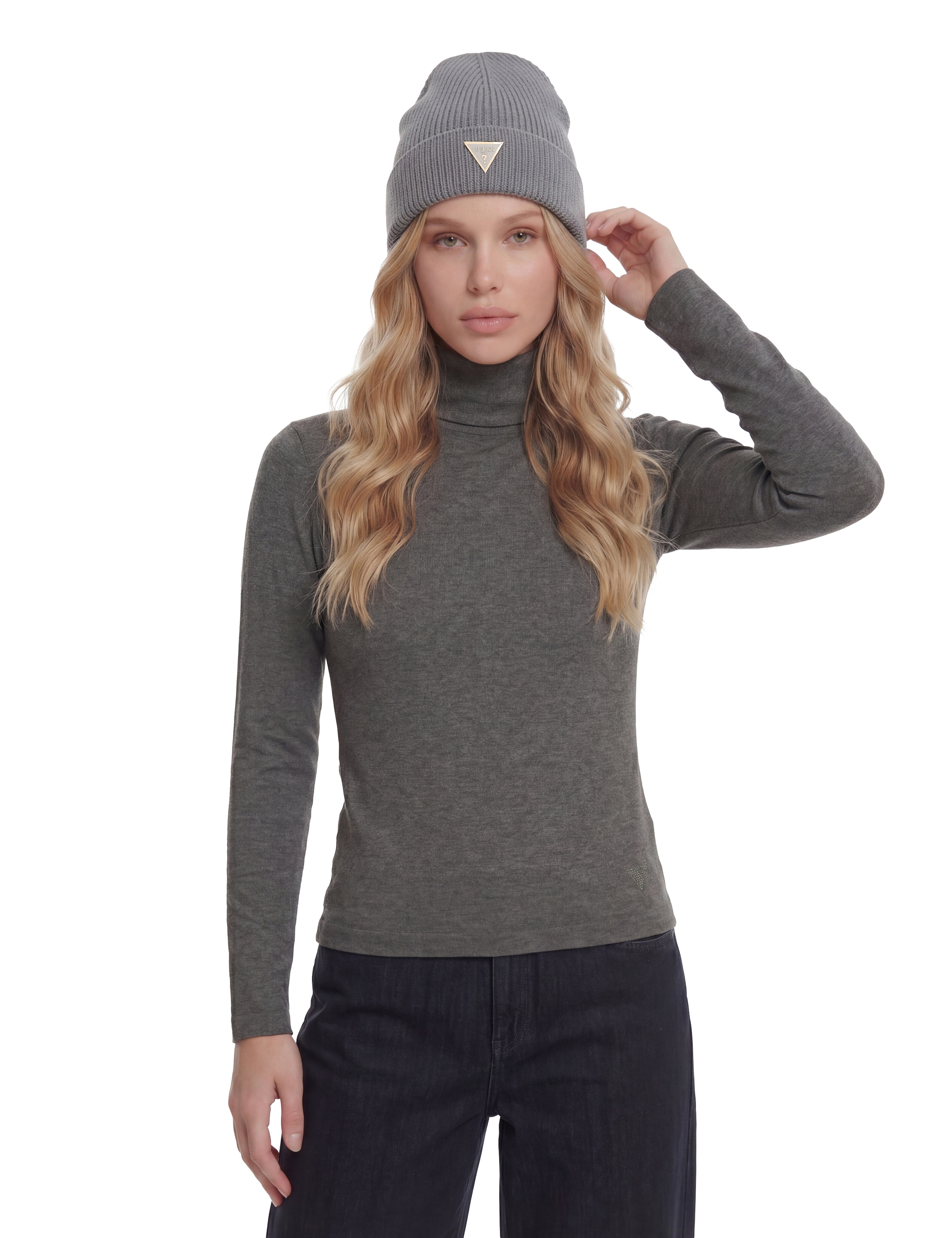 Guess Longsleeve »LS LICIA TURTLE NECK TOP« mit Rollkragen, Viskosemix