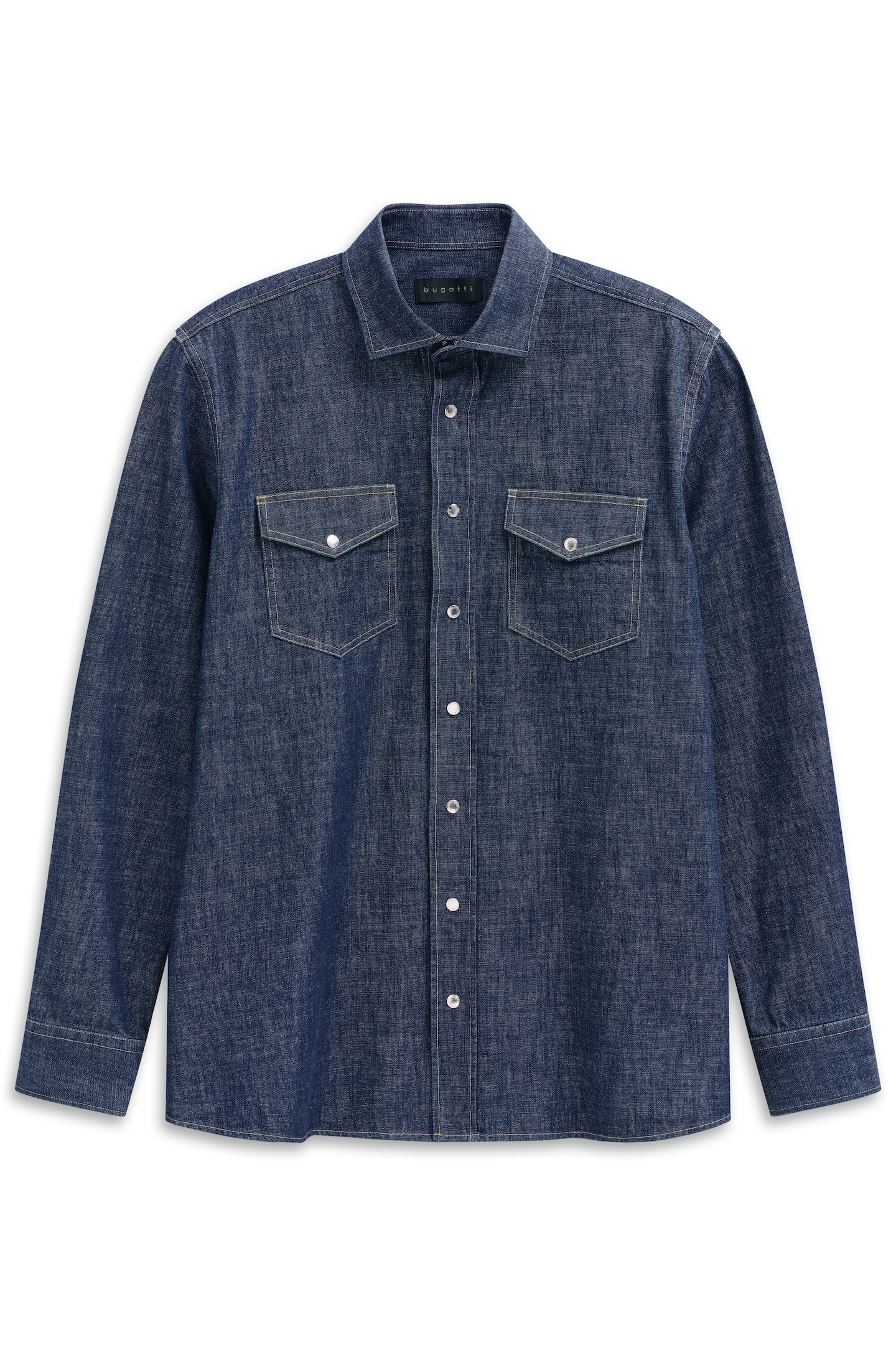 bugatti Jeanshemd »Druckknöpfe« im Modern Fit mit Kent-Kragen und aus Baumwolle