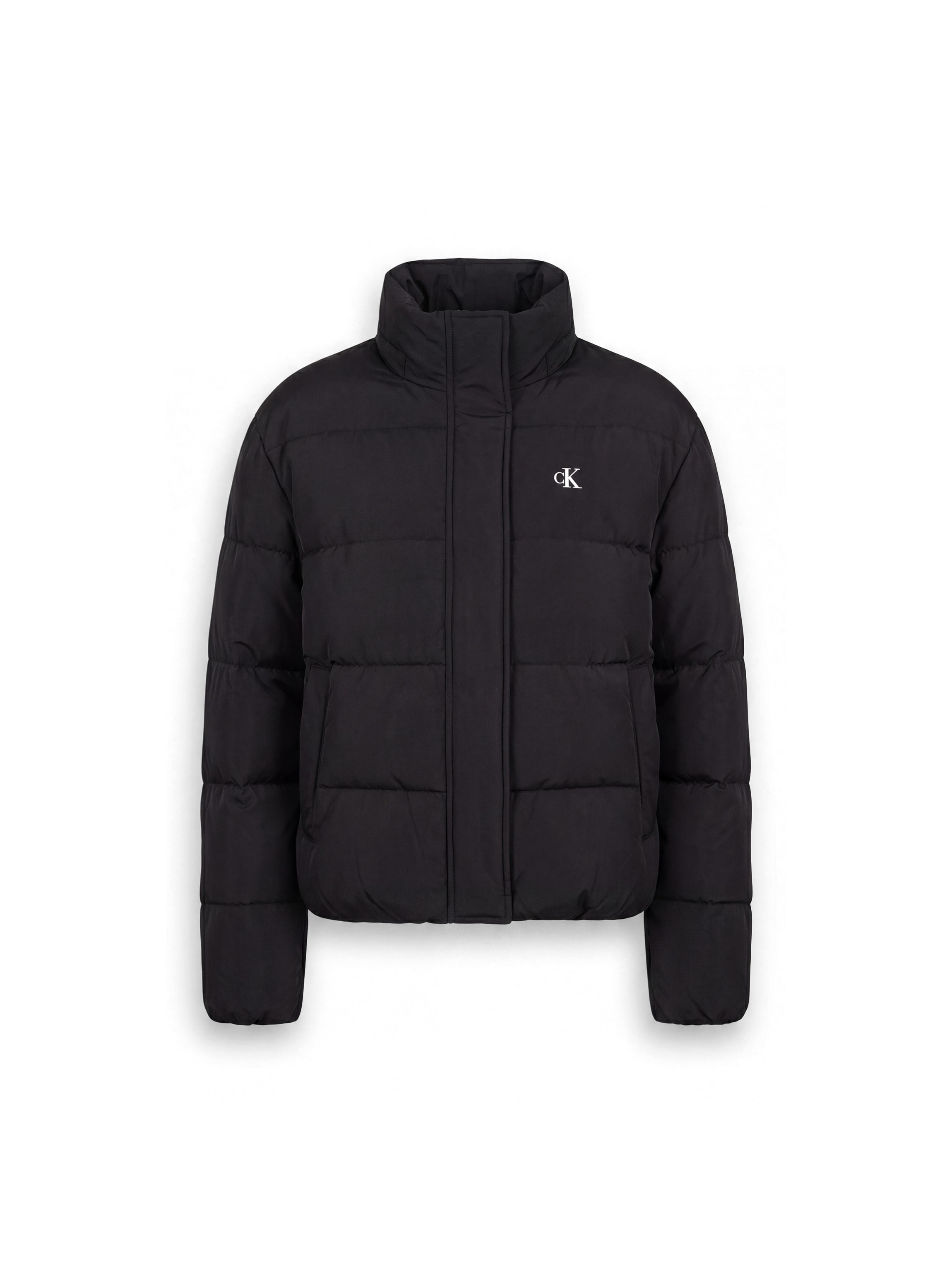 Calvin Klein Jeans Veste matelassée avec capuche capuche amovible, forme courte, fermeture éclair cachée