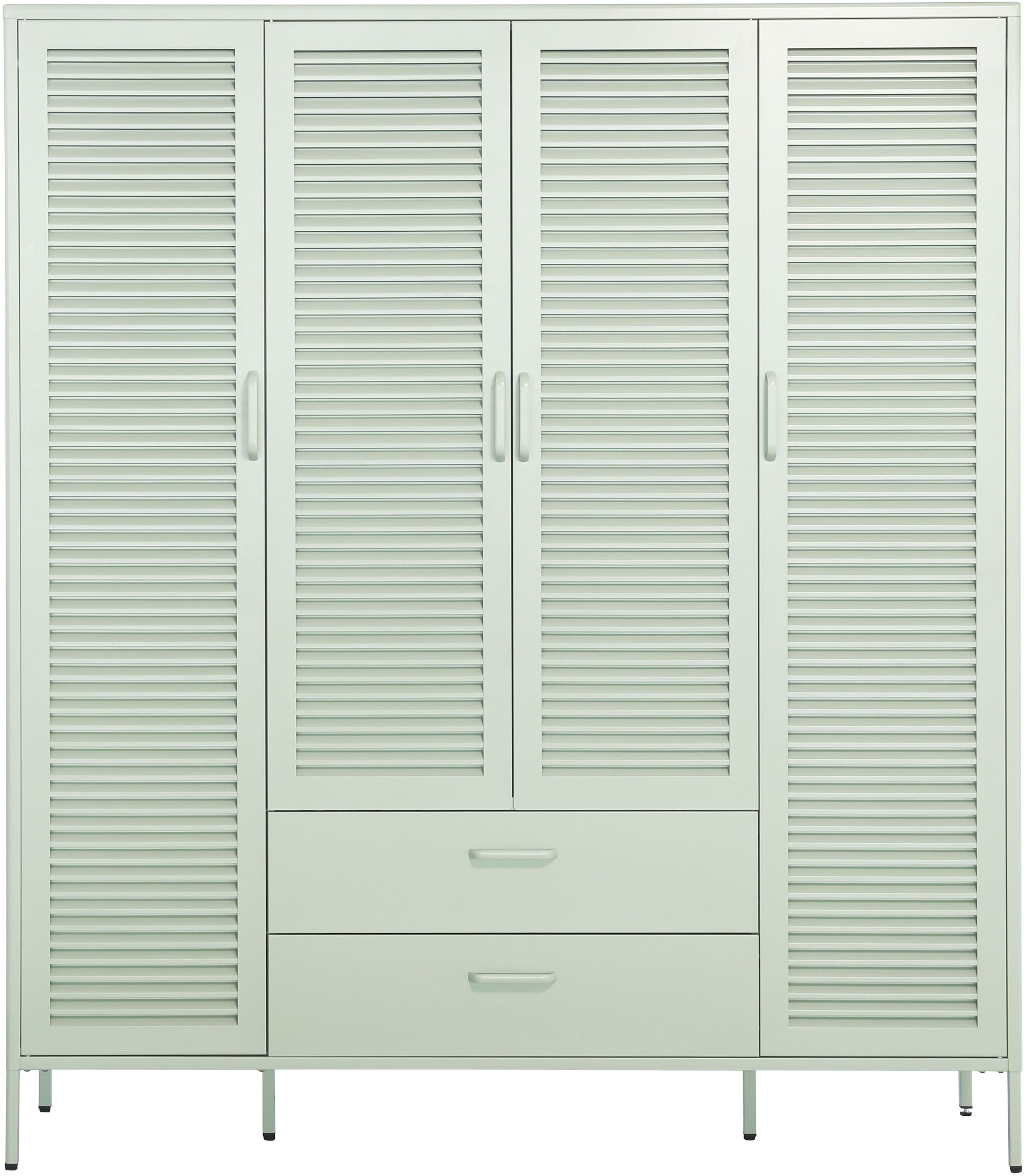 GOODproduct Kleiderschrank »GERRON Kleiderschrank Metallschrank Spind« Schlafzimmerschrank, 4 Türen & Schubladen, grün salbei, Breite 158cm