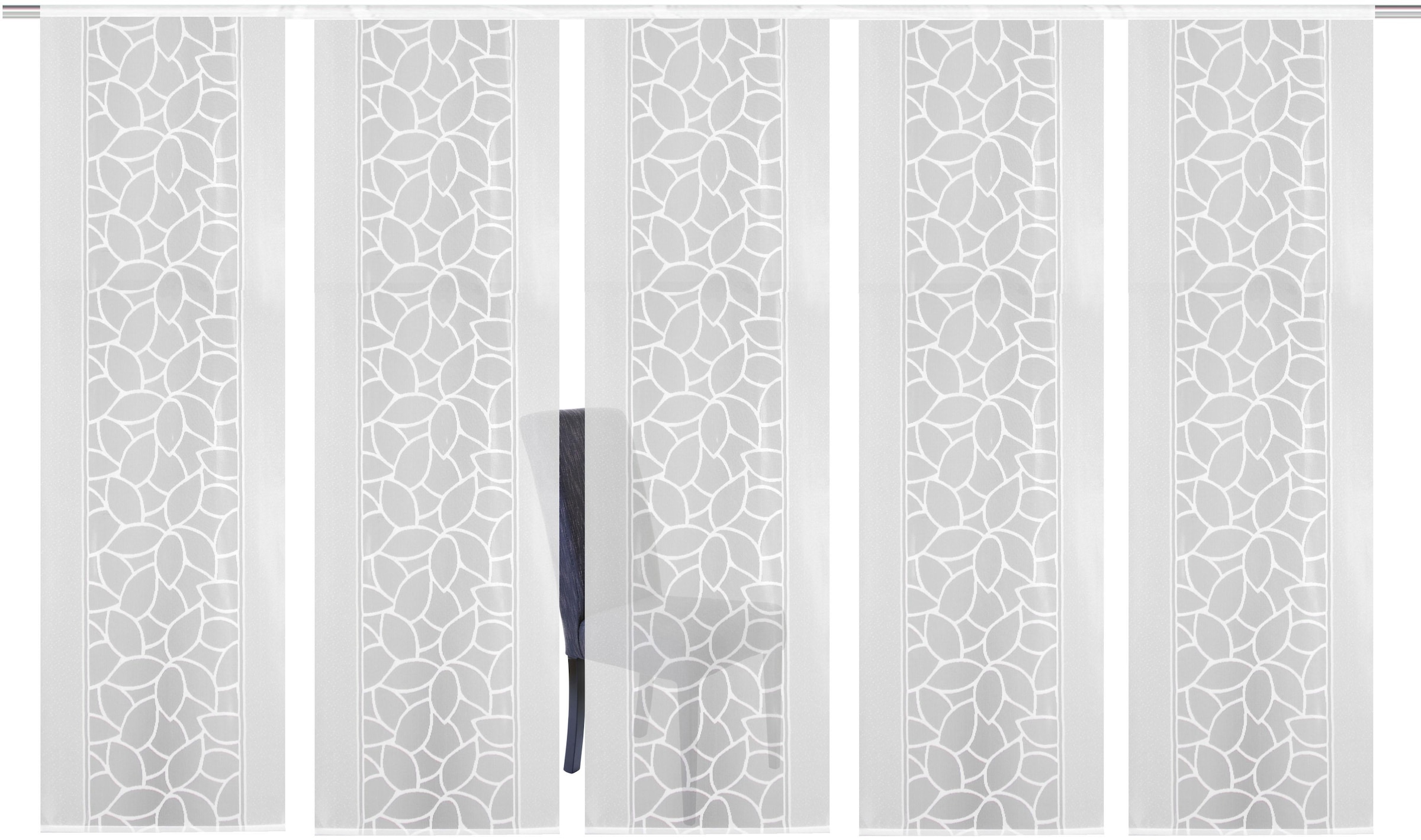 HOME WOHNIDEEN Schiebegardine »JENNA« Klettschiene 5 Stk. tlg. Schiebevorhang Jacquard Set