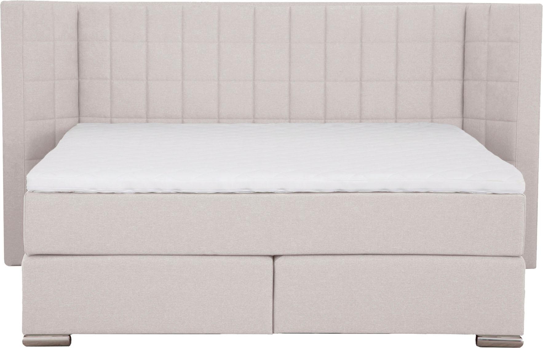 PLACES OF STYLE Lit boxspring »Piazza« mit Steppung und Kopfteil mit seitlichen Flügeln