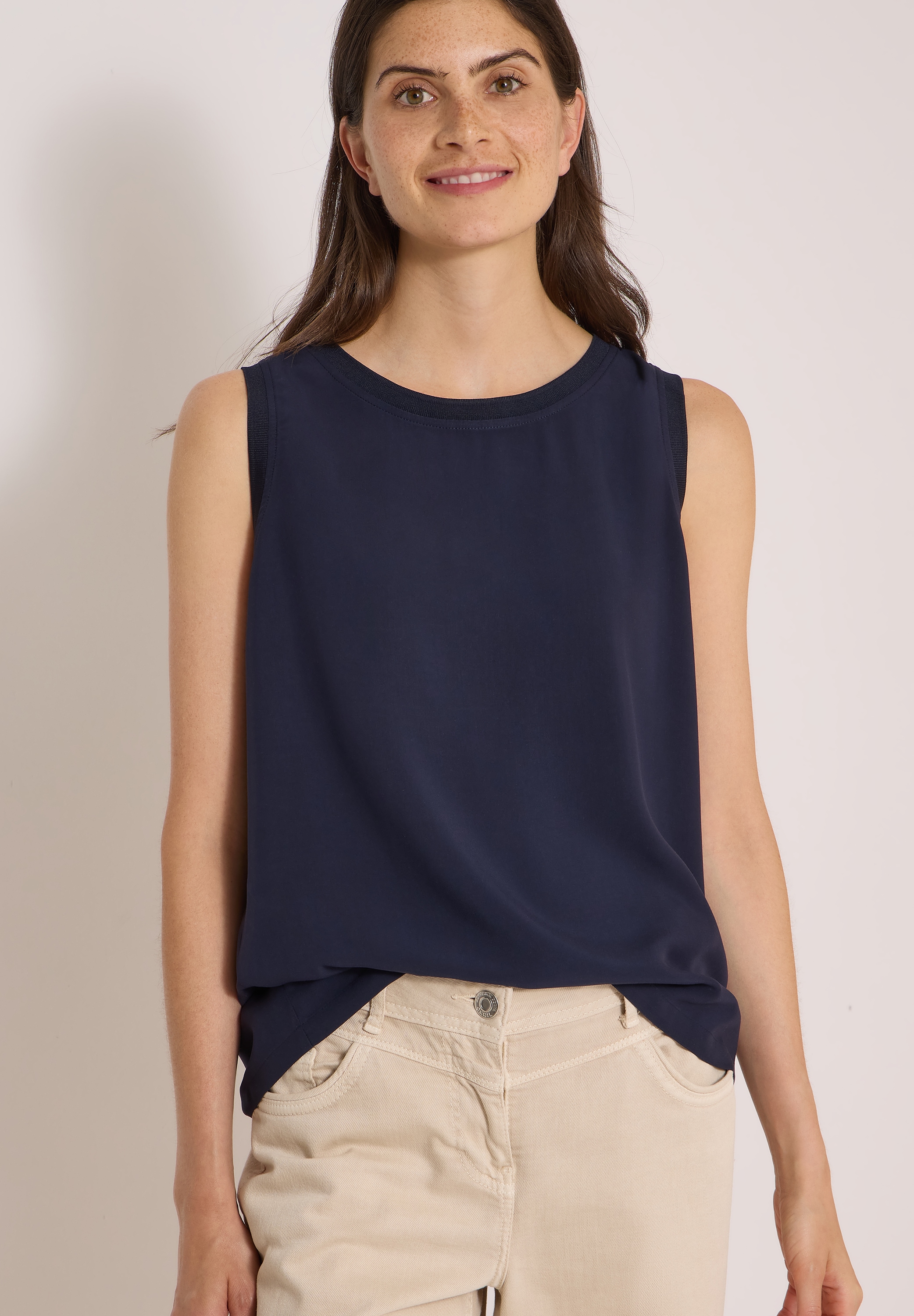 Cecil Top chemisier T-shirt d'été, viscose, sans manches