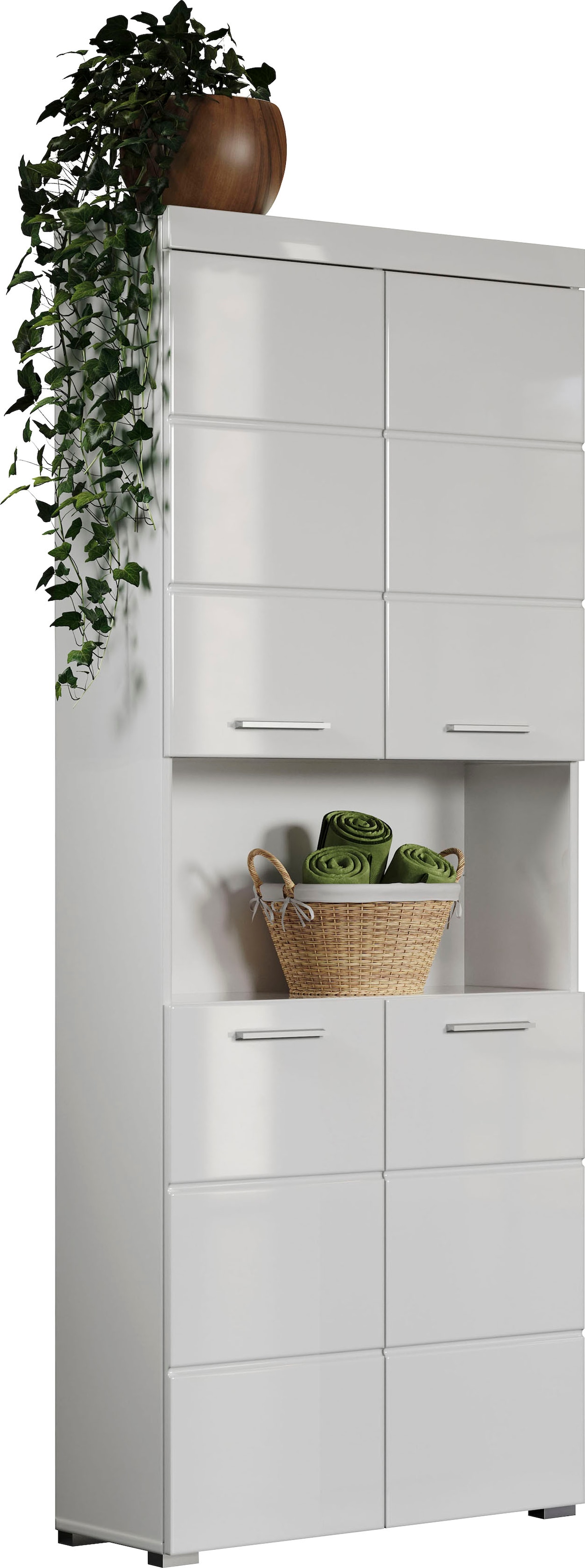 welltime Hochschrank »Avena« Badschrank 4-türig mit o. Fach und 4 Einlegeböden - B/T/H 73/31/190 cm