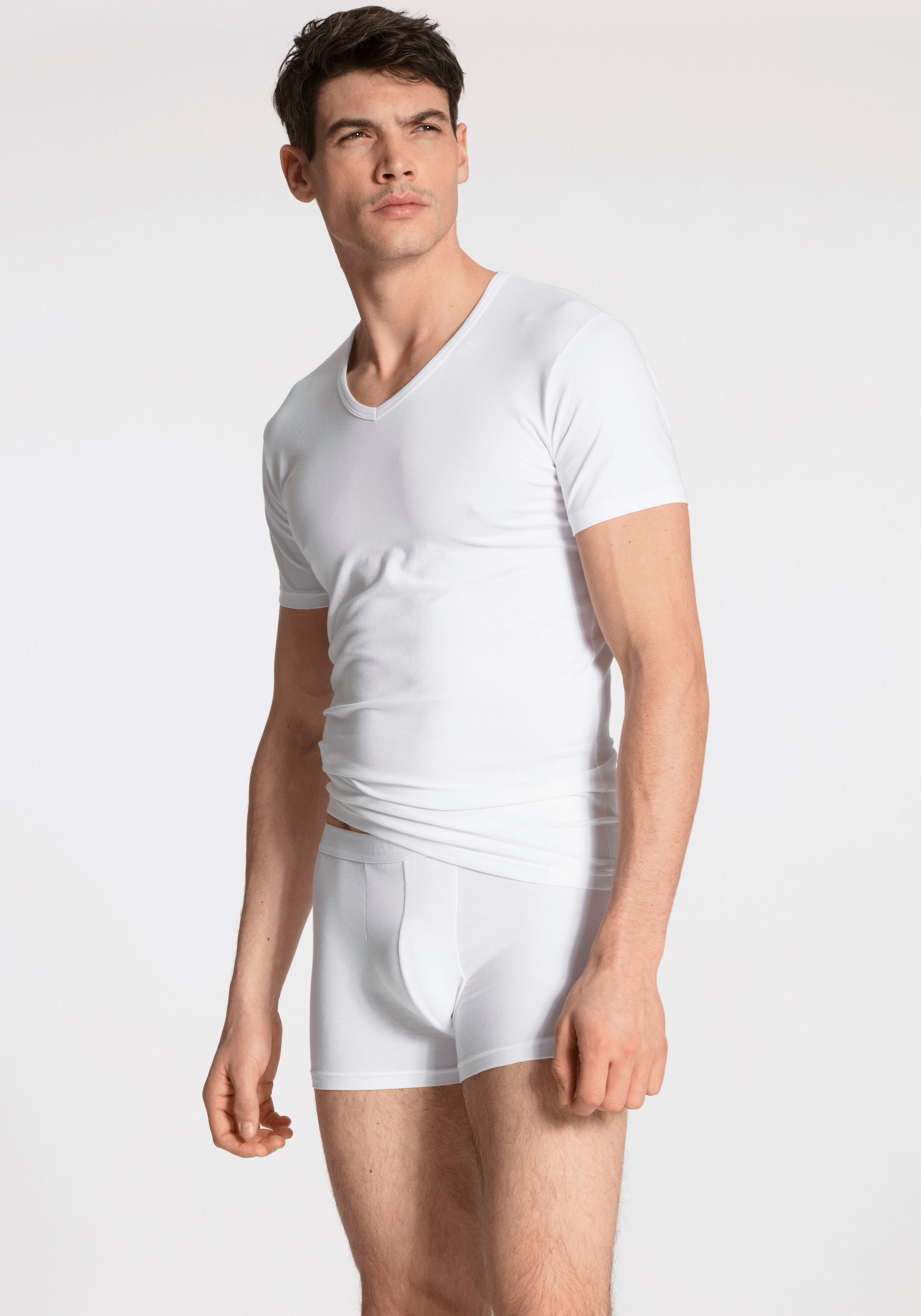 CALIDA Kurzarmshirt »Natural Benefit« 2er Pack,  V-Ausschnitt, feiner Single Jersey, elastisch,