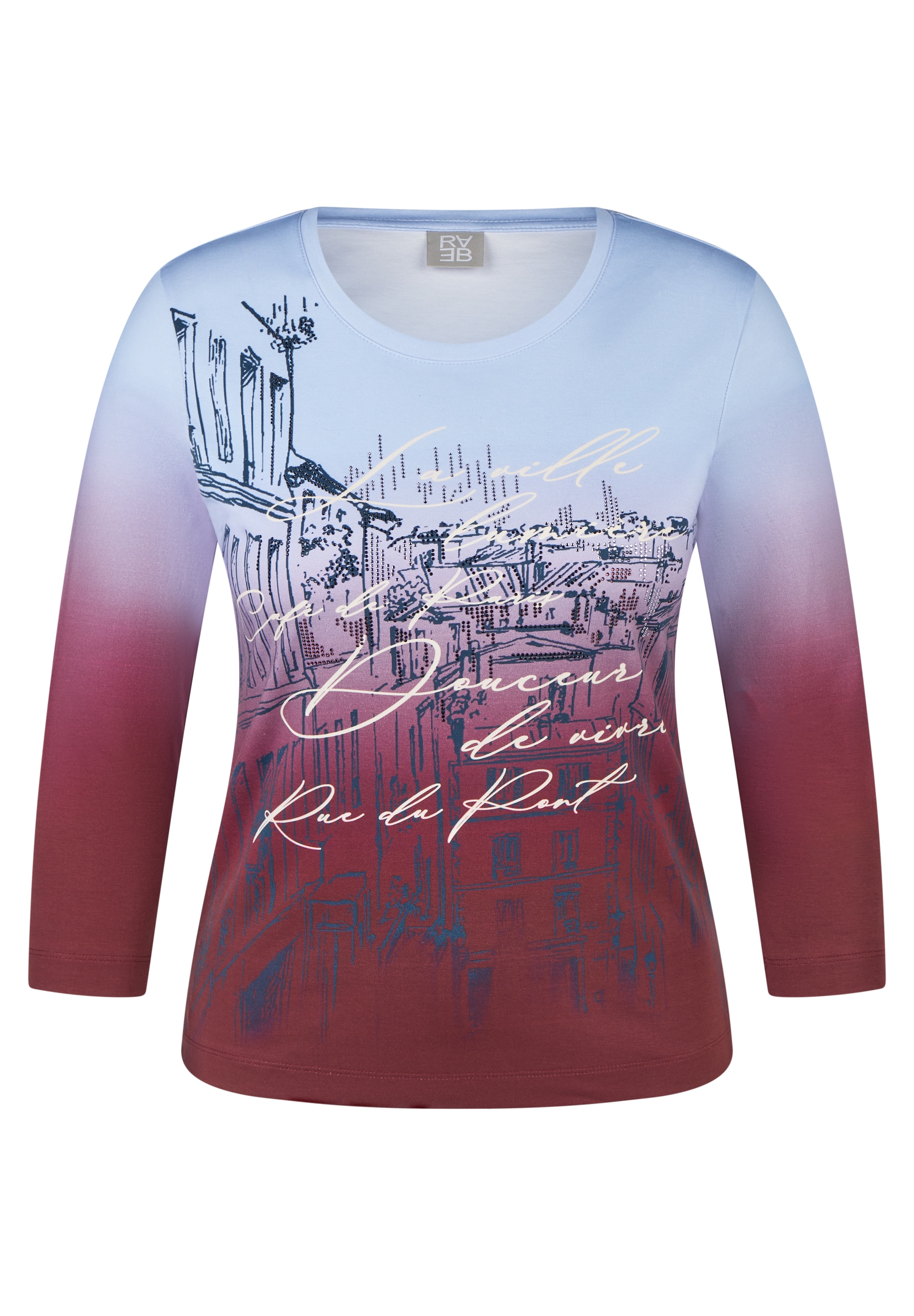 Rabe T-shirt à manches 3/4 Avec dégradé de couleurs et imprimés