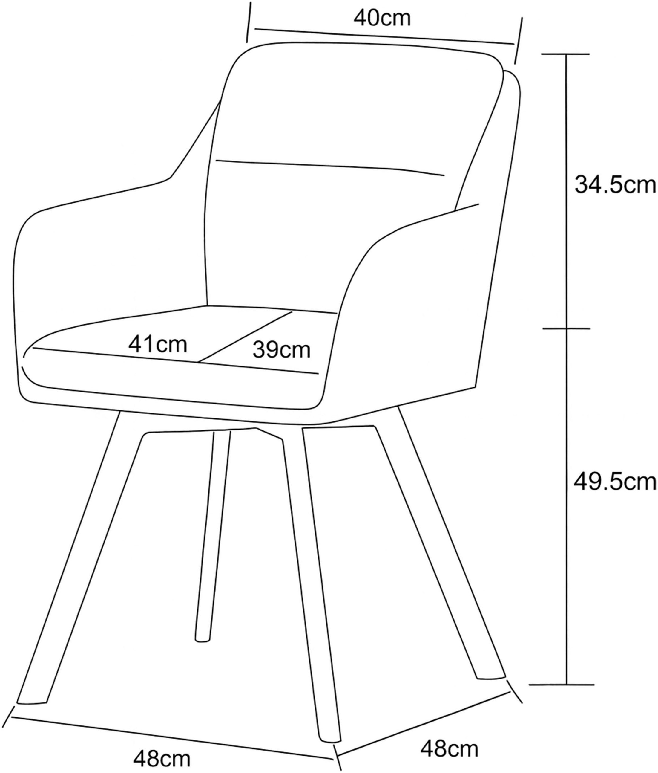 Home affaire Chaise de salle à manger »NEEPAWA, 2er Set, mit Metallgestell in matt schwarz« (Ensemble) 2 cuisin verschiedenen Farben, Belsatbarkeit pro Stuhl 120 kg, mit Armlehne