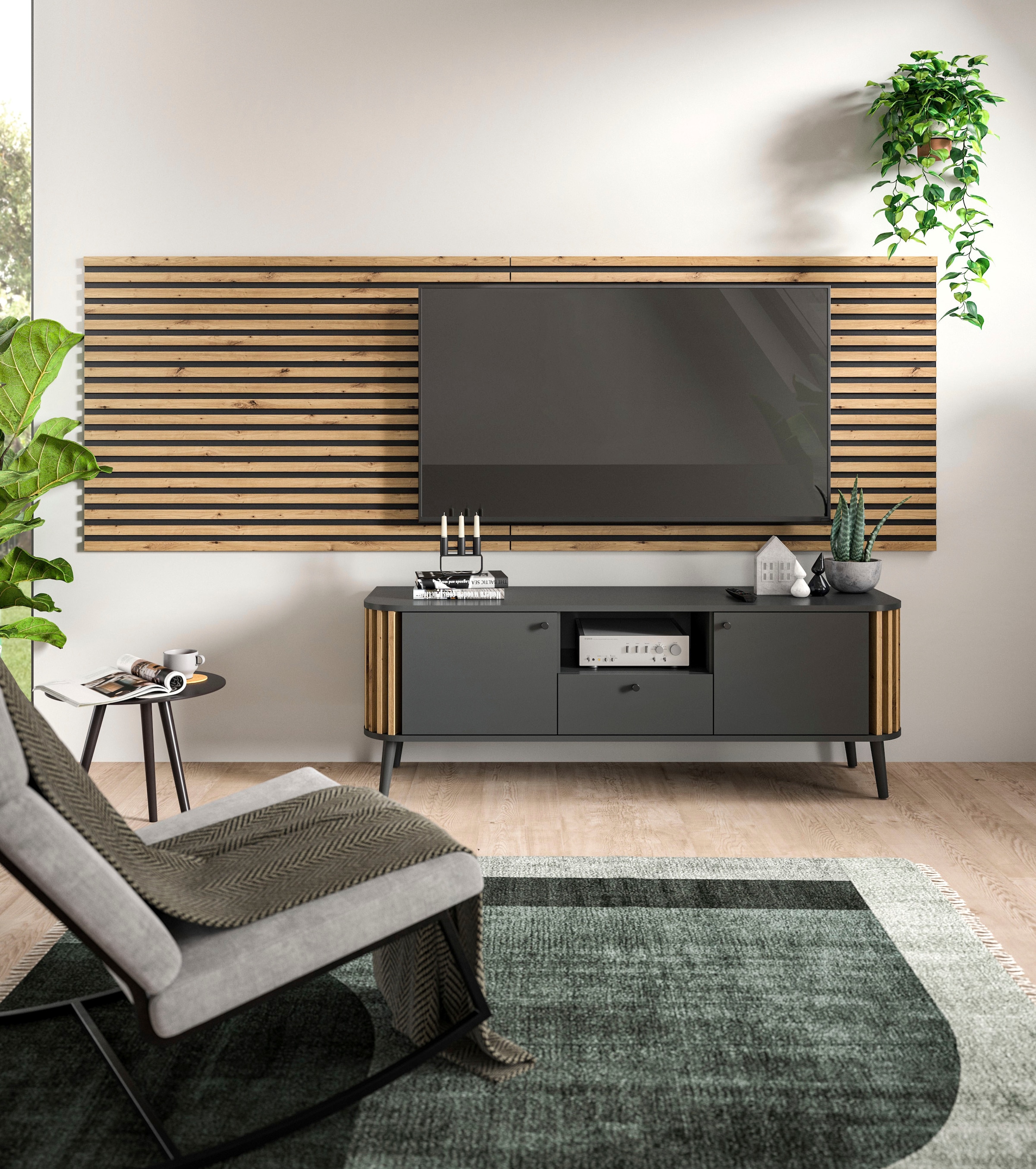 INOSIGN Panneau mural »Silencio, 2er Set, je 40 x 120 cm, inkl. 2 Abschlussleisten« 2 cuis tlg. Akustikpaneel, Paneel, Lamellenwand