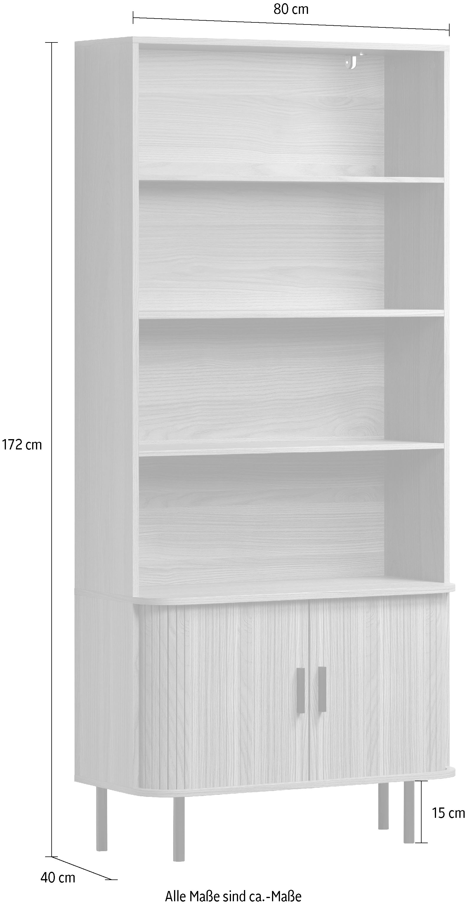 Home affaire Bücherregal »Ronda« 1 Stk. tlg. Standregal mit Schiebetüren - Masse (B/T/H) 80/40/172 cm