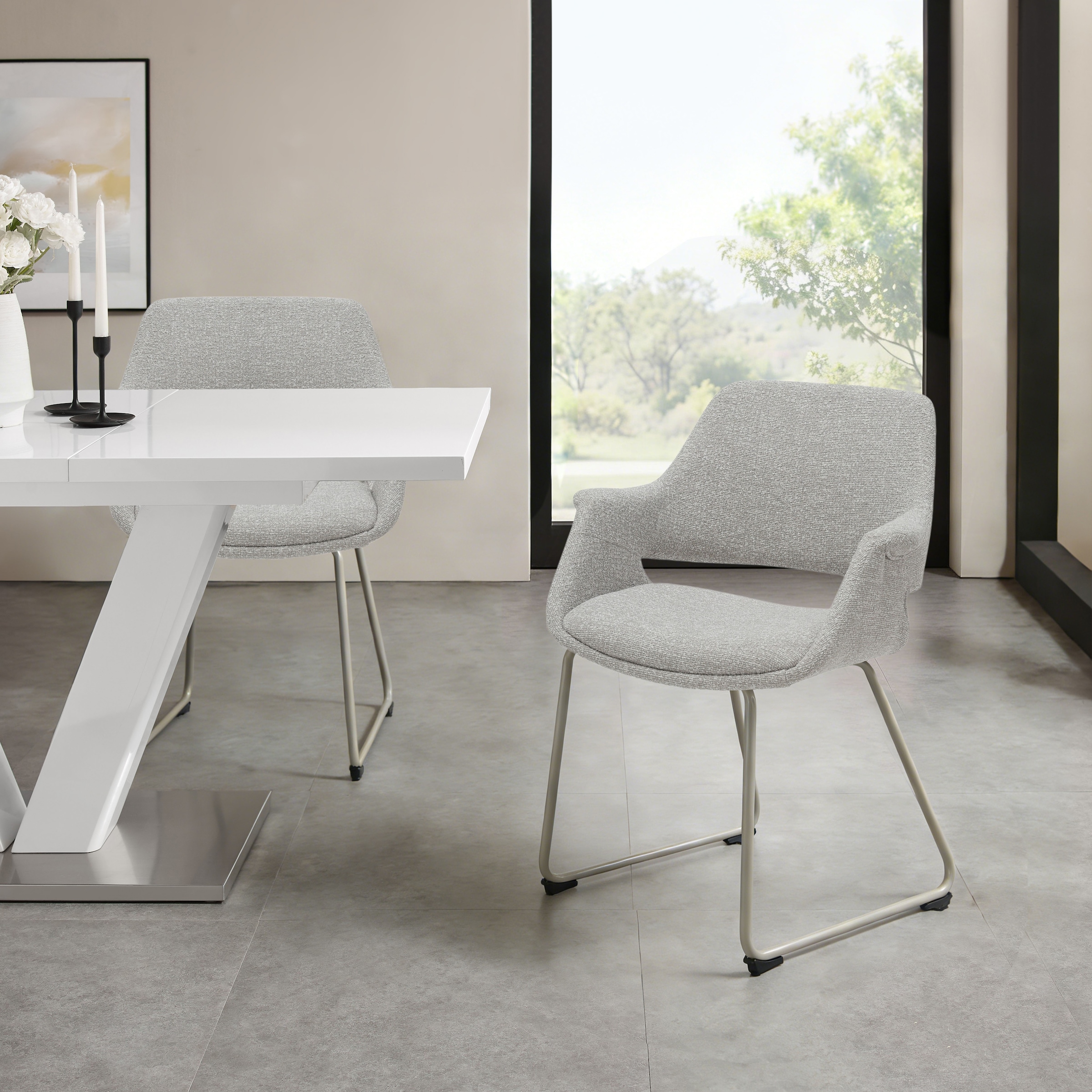 GOODproduct Chaise de salle à manger »Genna« (Ensemble) 2 cuisRevêtement en tissu facile d’entretien, structure métallique élégante, hauteur d’assise 47 cm