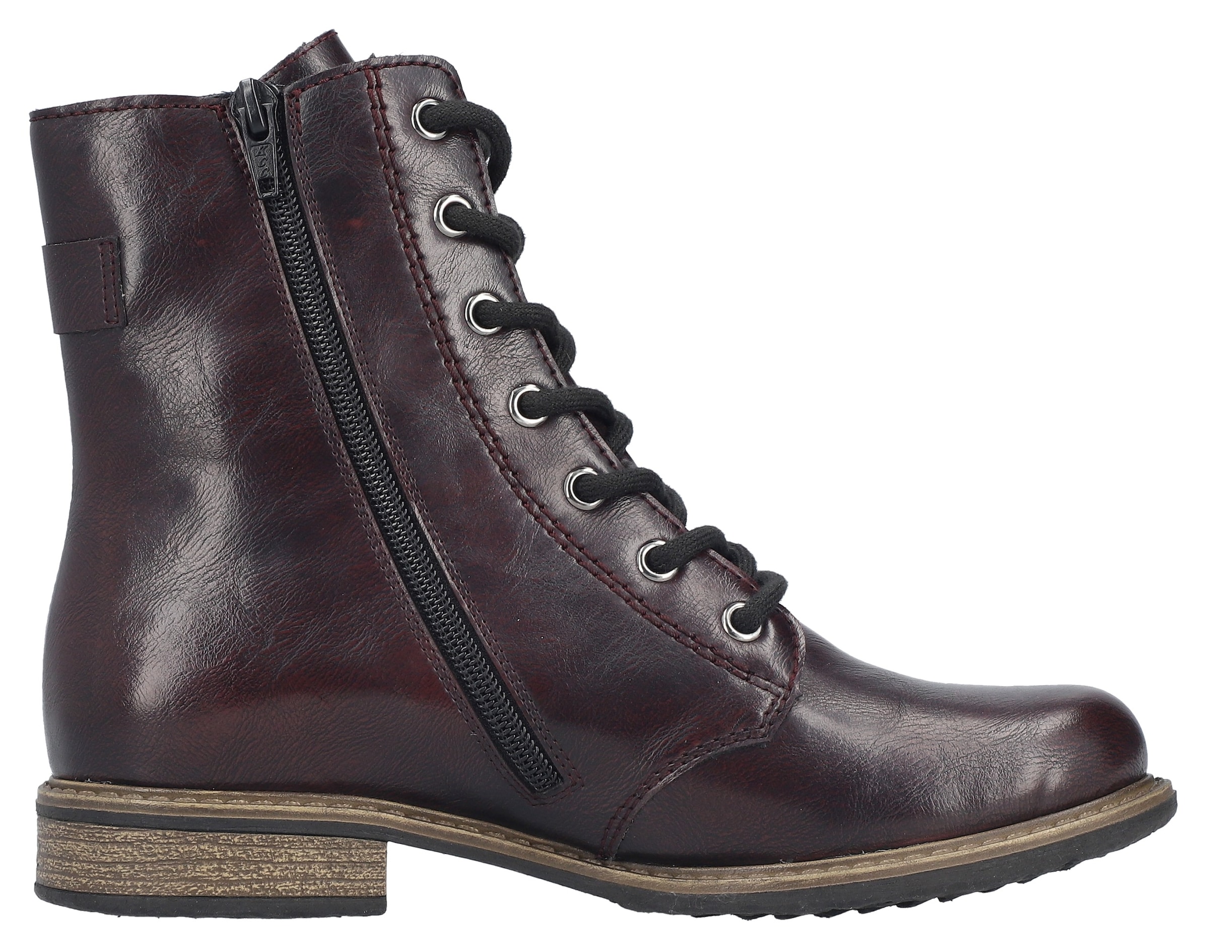 Rieker Schnürstiefelette  Schnürboots, Blockabsatz, mit Reissverschluss für leichtes Anziehen