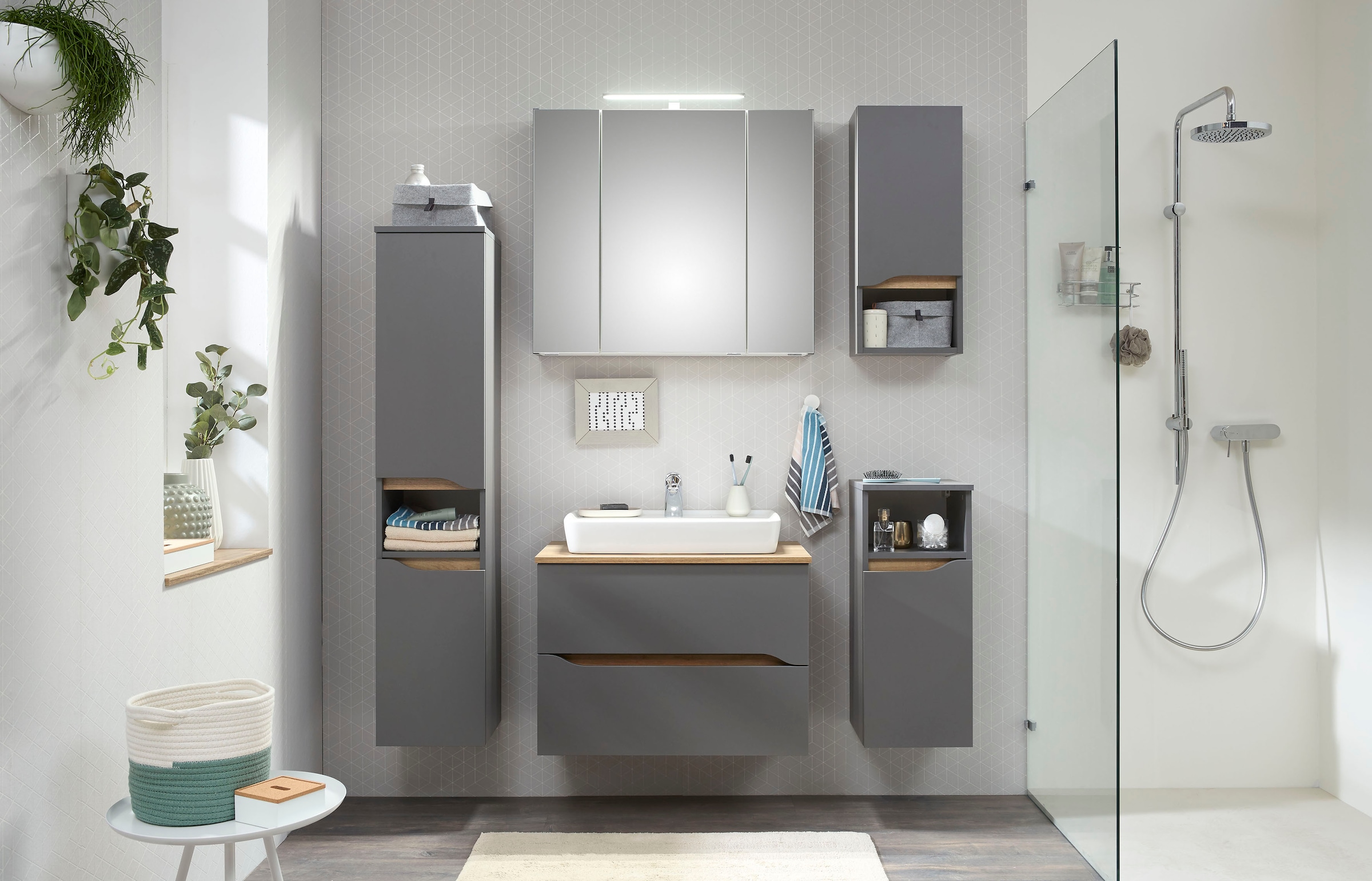 Saphir Armoire suspendue »Quickset Wand-Badschrank 30 cm breit mit 1 Tür, 1 offenes Fach« Armoire suspendue de salle de bain avec amortisseur de porte, sans poignée