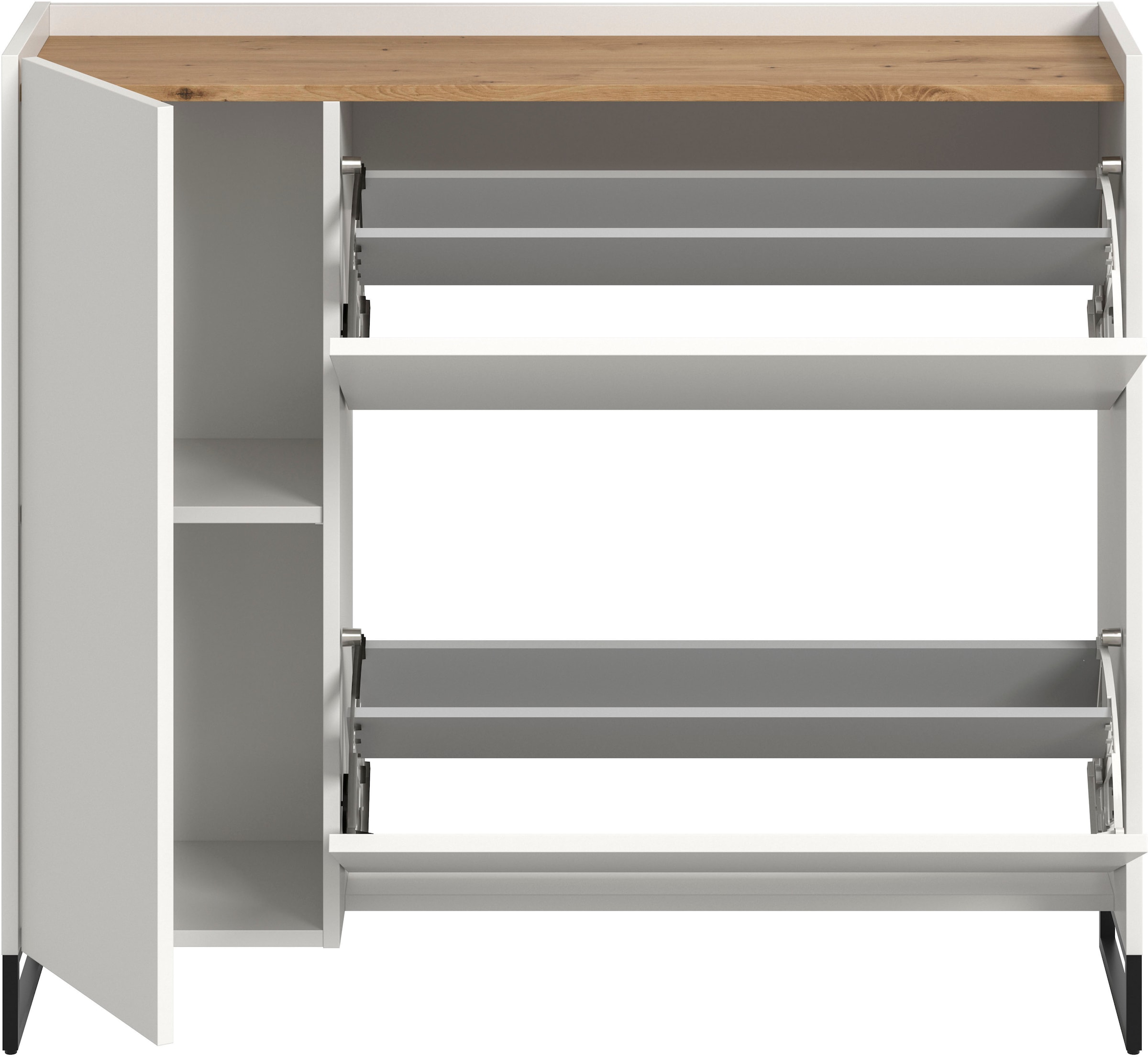 INOSIGN Schuhschrank »EVRID, Breite 110cm, 1 Tür, 2 Schuhwalzen, inkl. Metall-Kufenfüsse« individuell mit anderen Artikel der Serie EVRID erweiterbar, 1 Stk. tlg. Schuhkommode, Kommode, Sideboard, Garderobenschrank, Flurkommode
