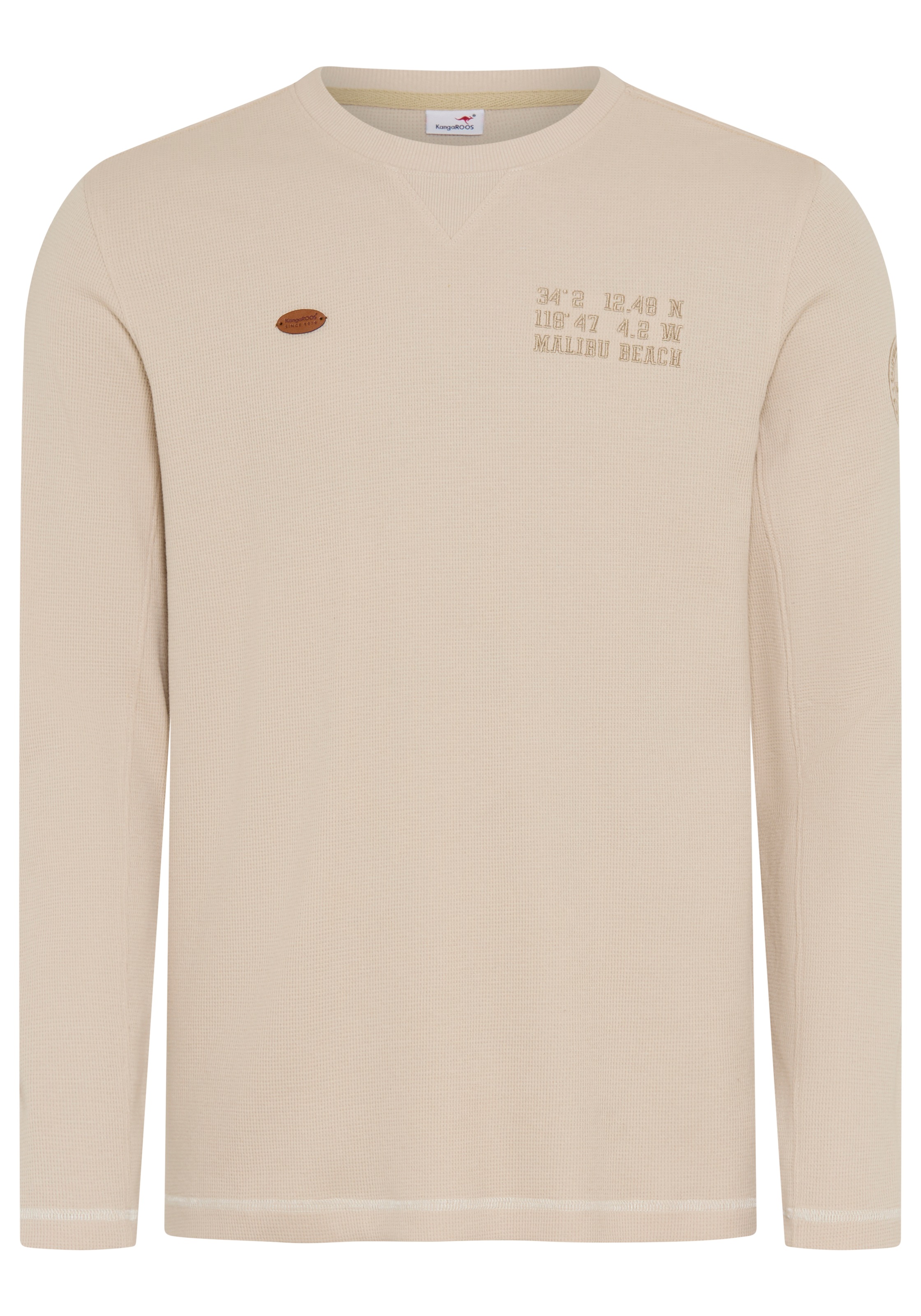 KangaROOS T-shirt à manches longues avec encolure ronde, en tissu piqué
