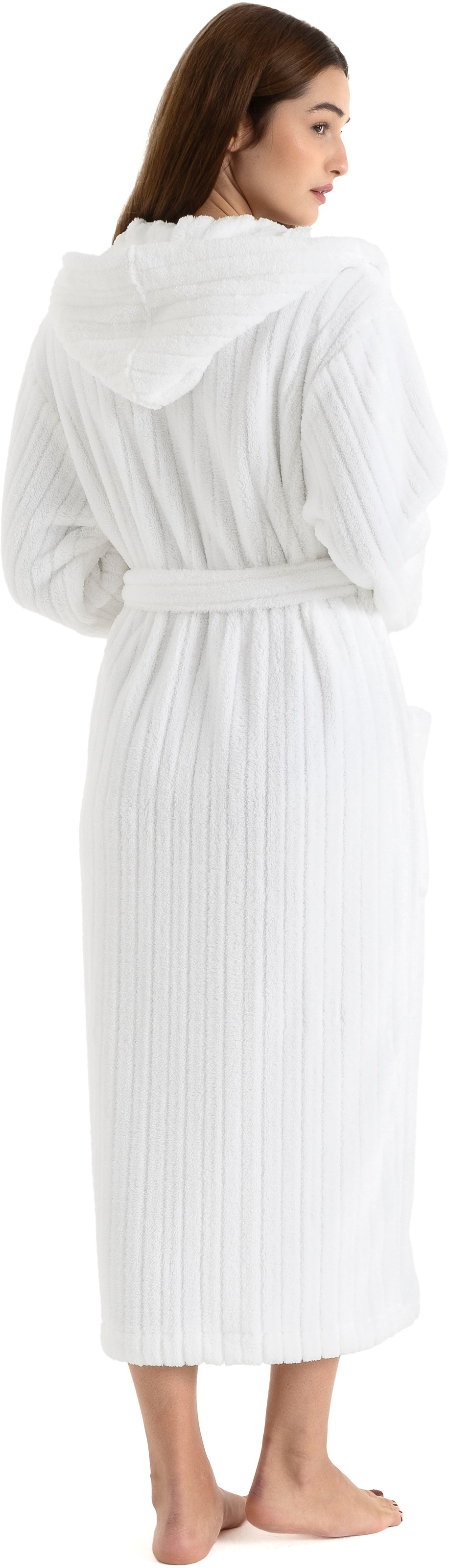 LeGer Home by Lena Gercke Unisex-Bademantel »Lovina gestreift, ideal für Sauna & Spa, Hotelbademantel, Morgenmantel« 1 Stk. Hoch-Tief, kuschelig weicher Fleece, plüsch, Damen und Herren, XS-3XL