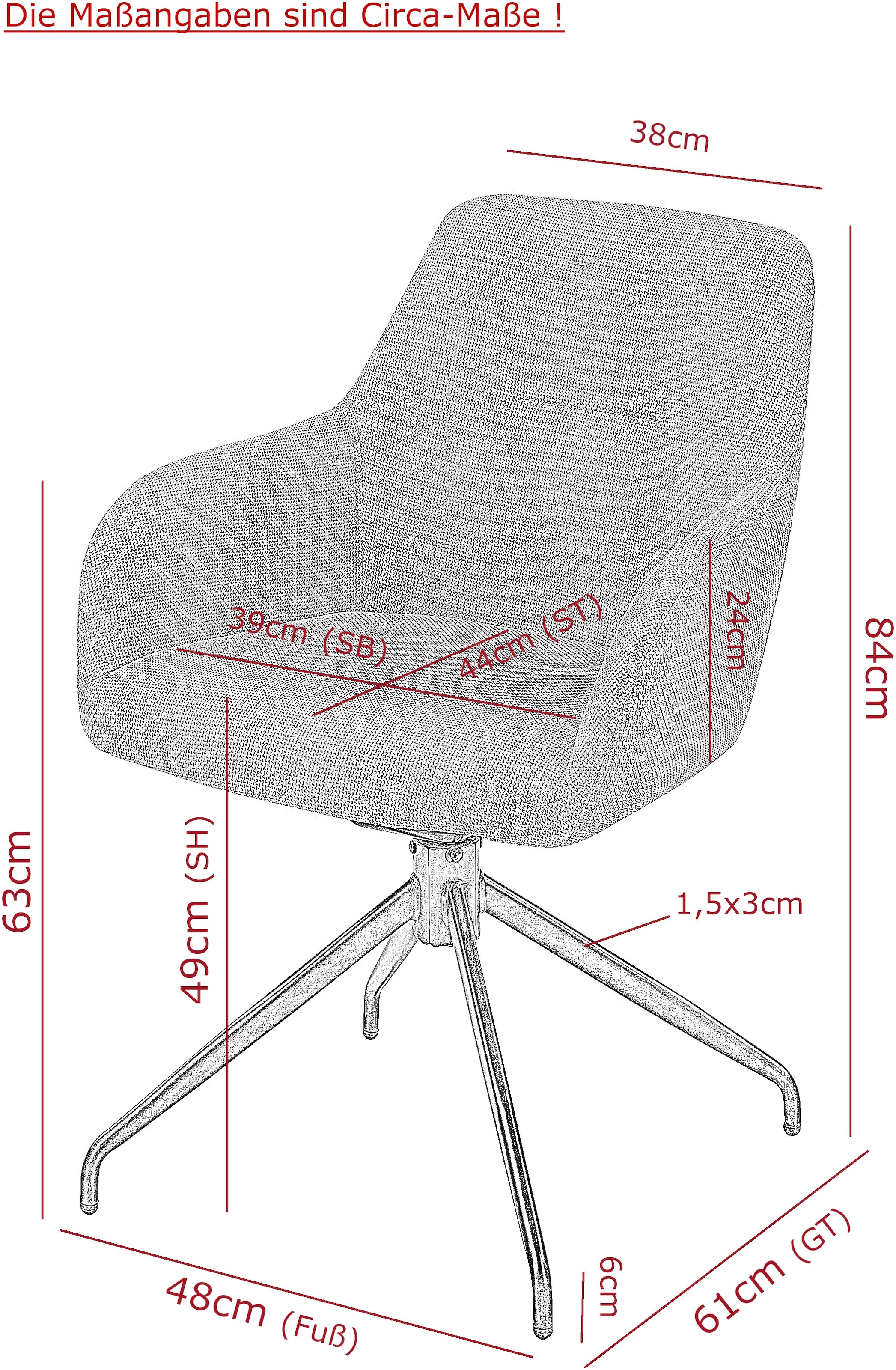 HELA Chaise avec accoudoirs »TRIEST« (Set) 1 cuisSessel, 360° drehbar, Gestell abgeknickt, Relaxfunktion, Armlehnen