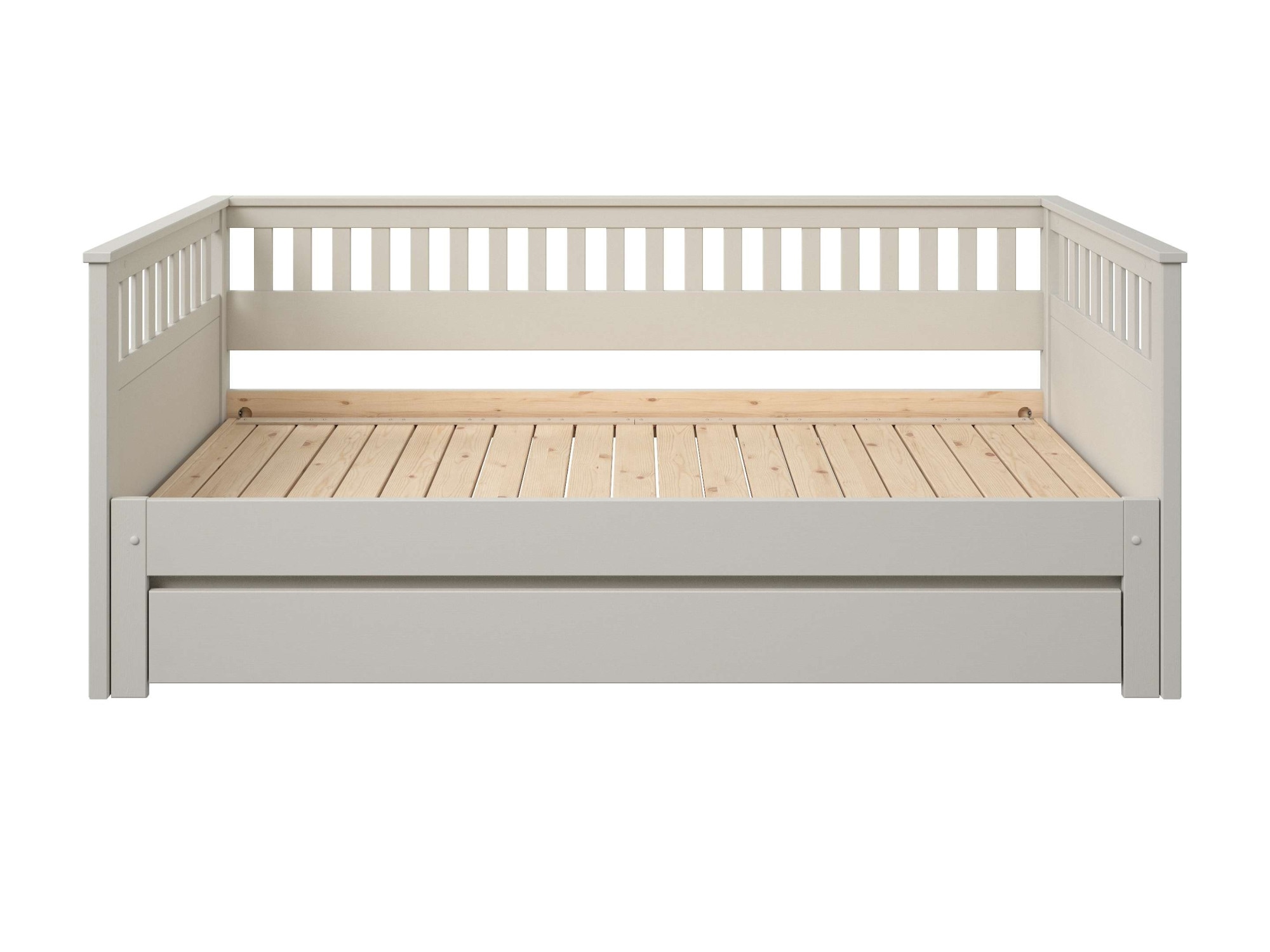 GOODproduct Lit de jour »Morrick, ausziehbar, 2 Schlafplätze + Schublade, Cashmere Beige« en pin massif et MDF, comprenant coffre de lit et sommiers à lattes,