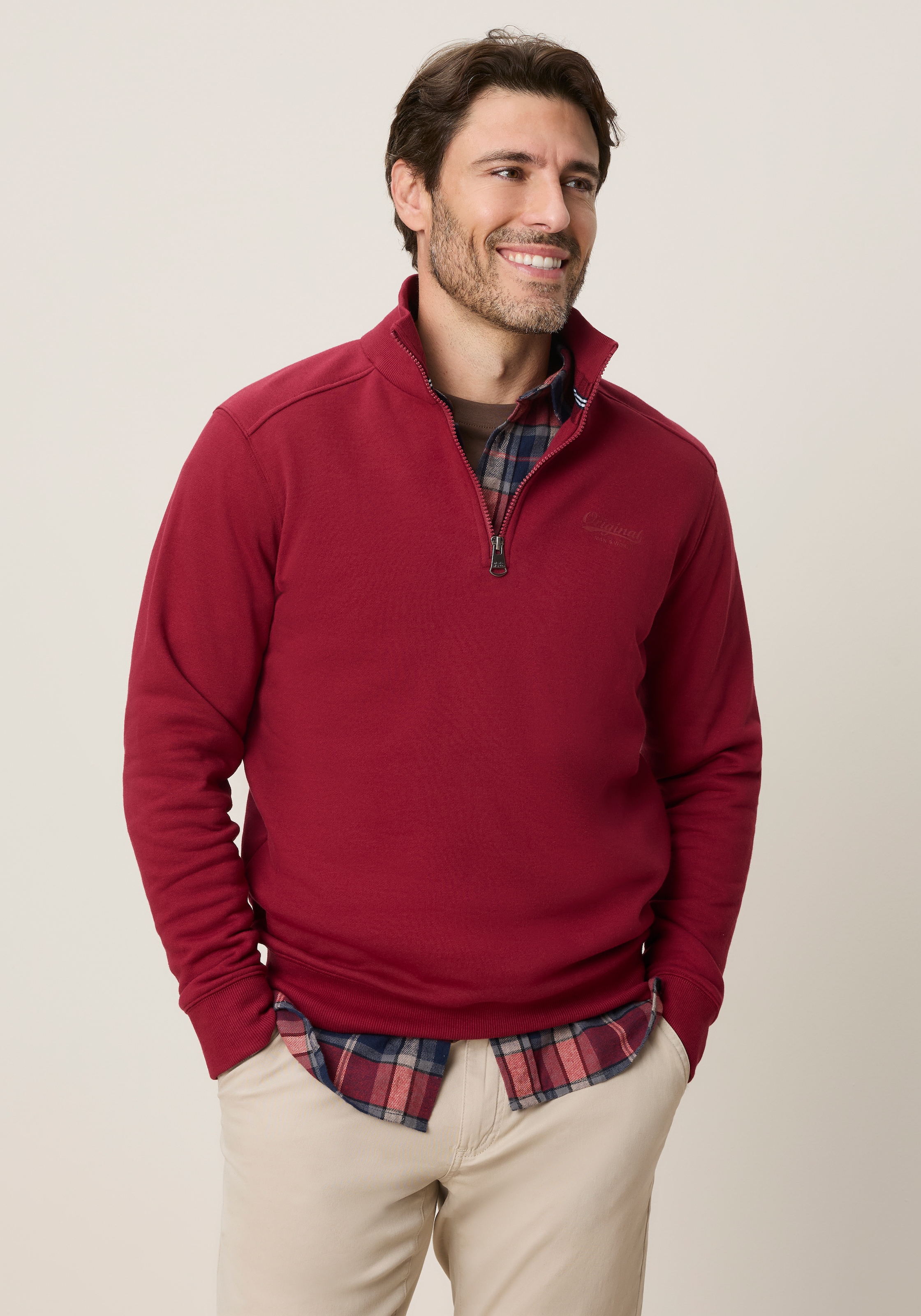 Man's World Sweat-shirt , avec col Troyer, coupe normale, aussi en grandes tailles
