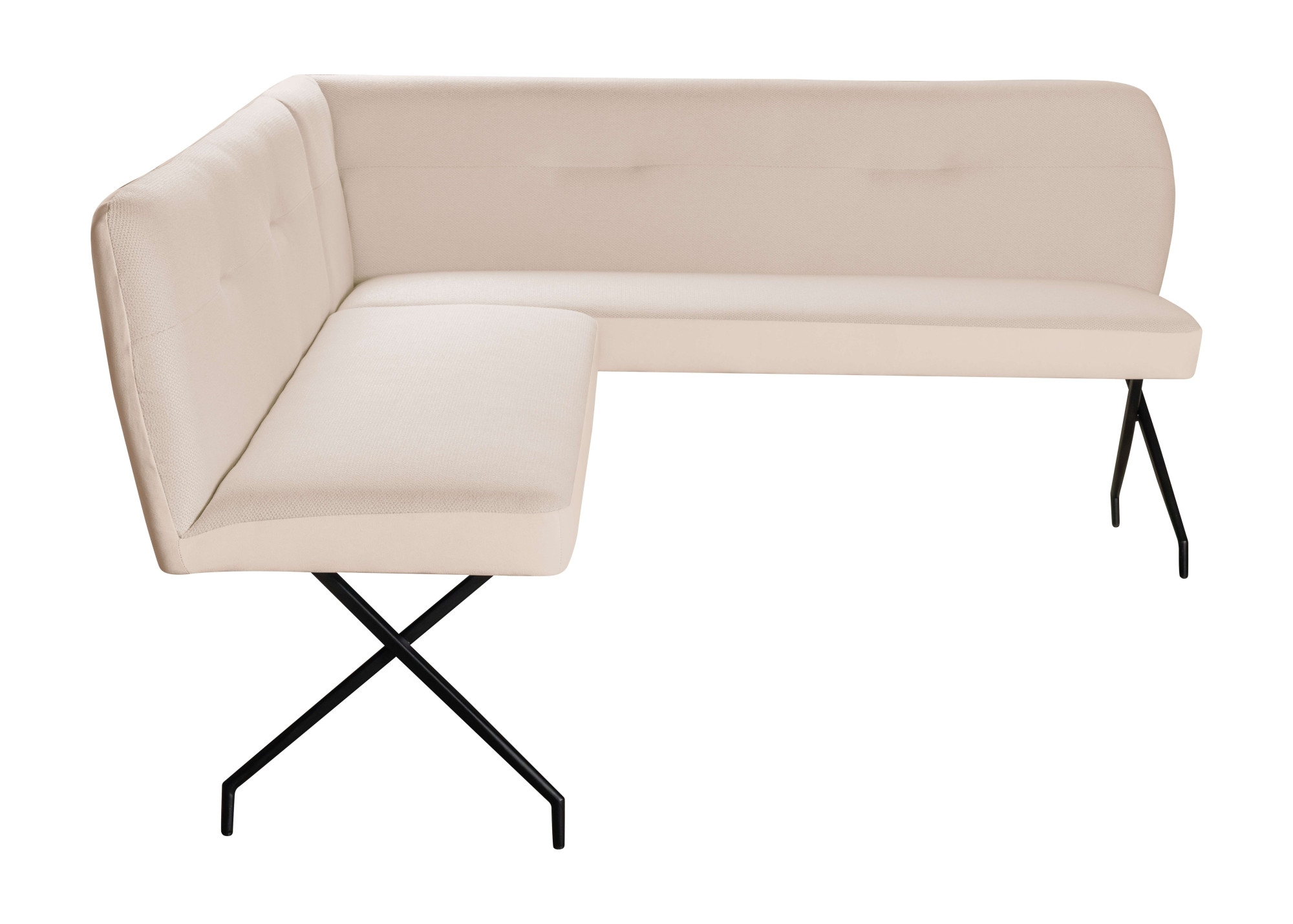 GOODproduct Eckbank »Bruna Esszimmerbank, Bank, Küchenbank, Polsterbank« Mattschwarzes Metallgestell, 2-Stoff-Design, Wellenfederung im Sitz